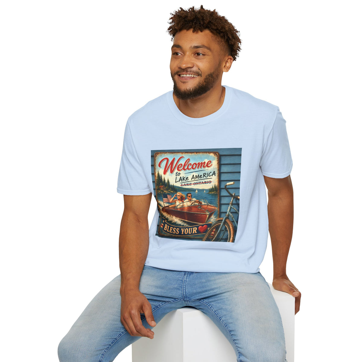 Lake America Welcome T-Shirt — Vintage Lake America Boating Vacation Tee