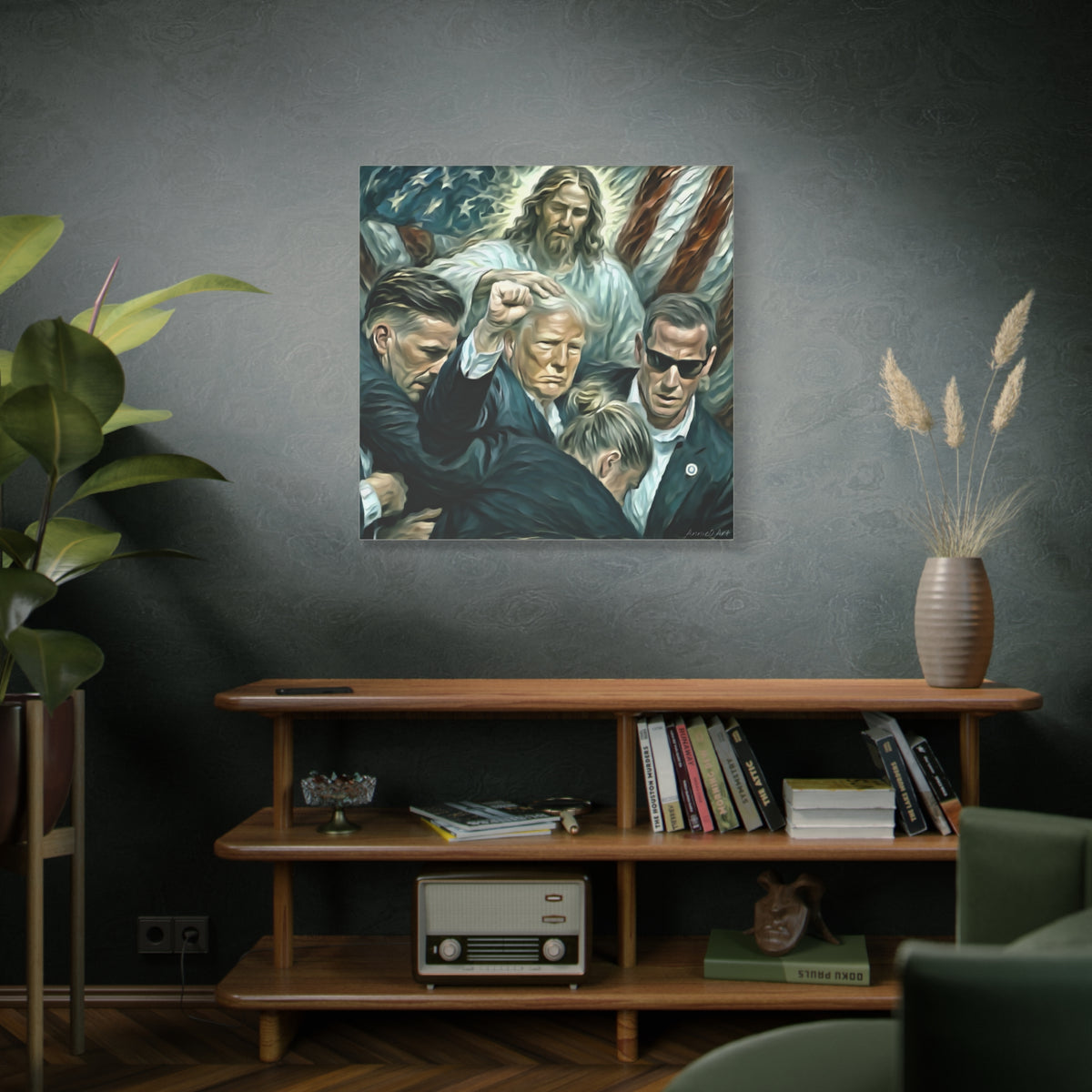 Trump With Jesus—Matte Canvas Art