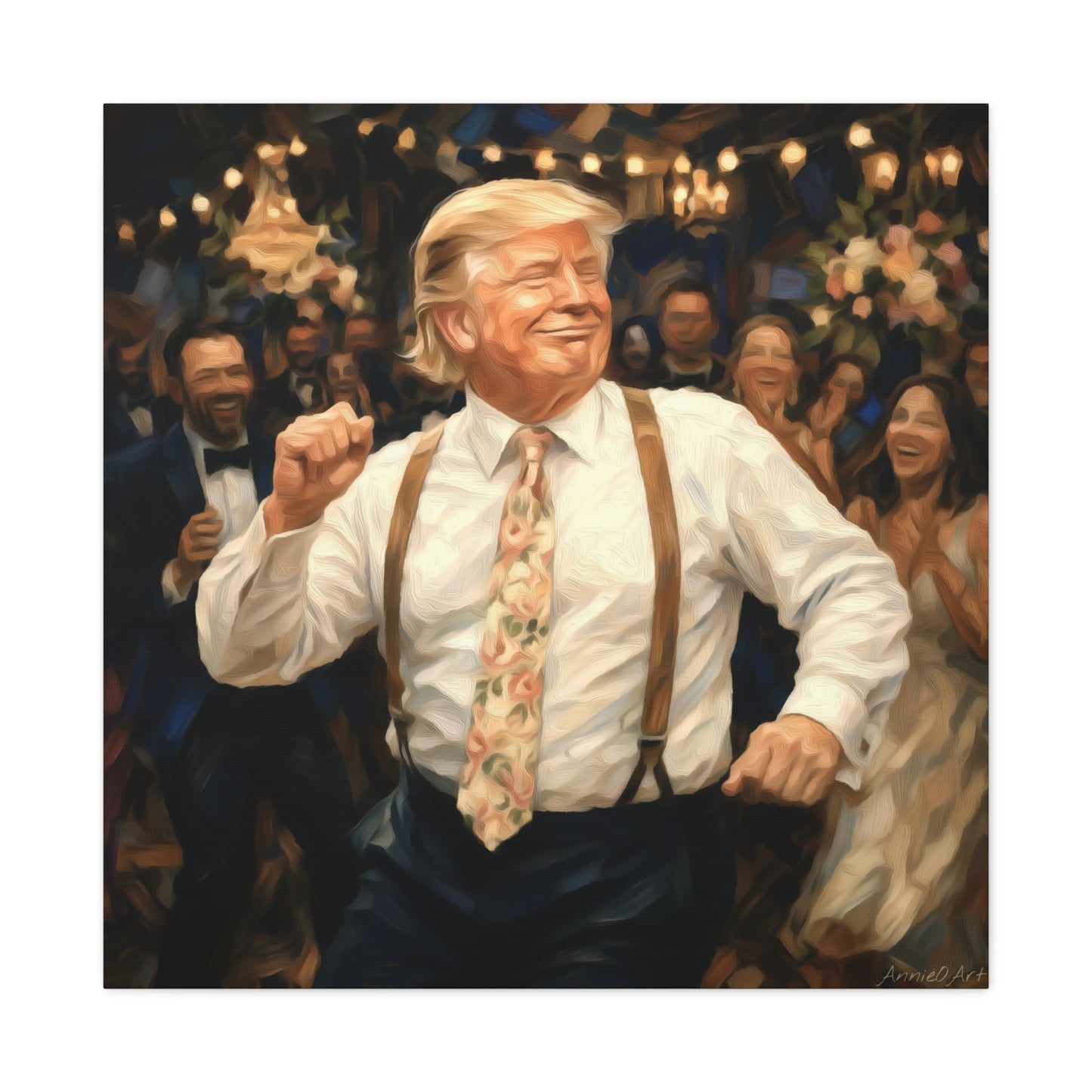 Vintage Festive Trump Dancing Canvas Wall Art