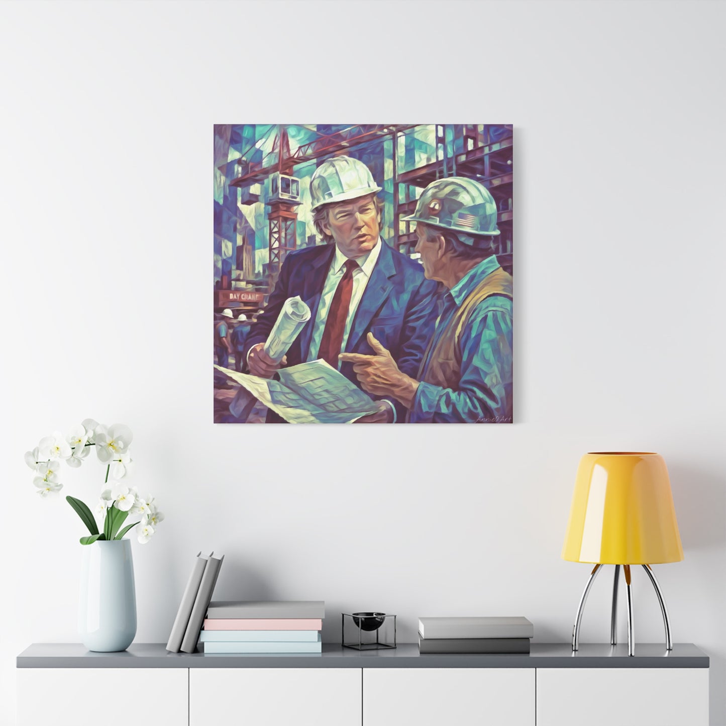 Trump Construction Site Portrait Canvas - Vintage Art