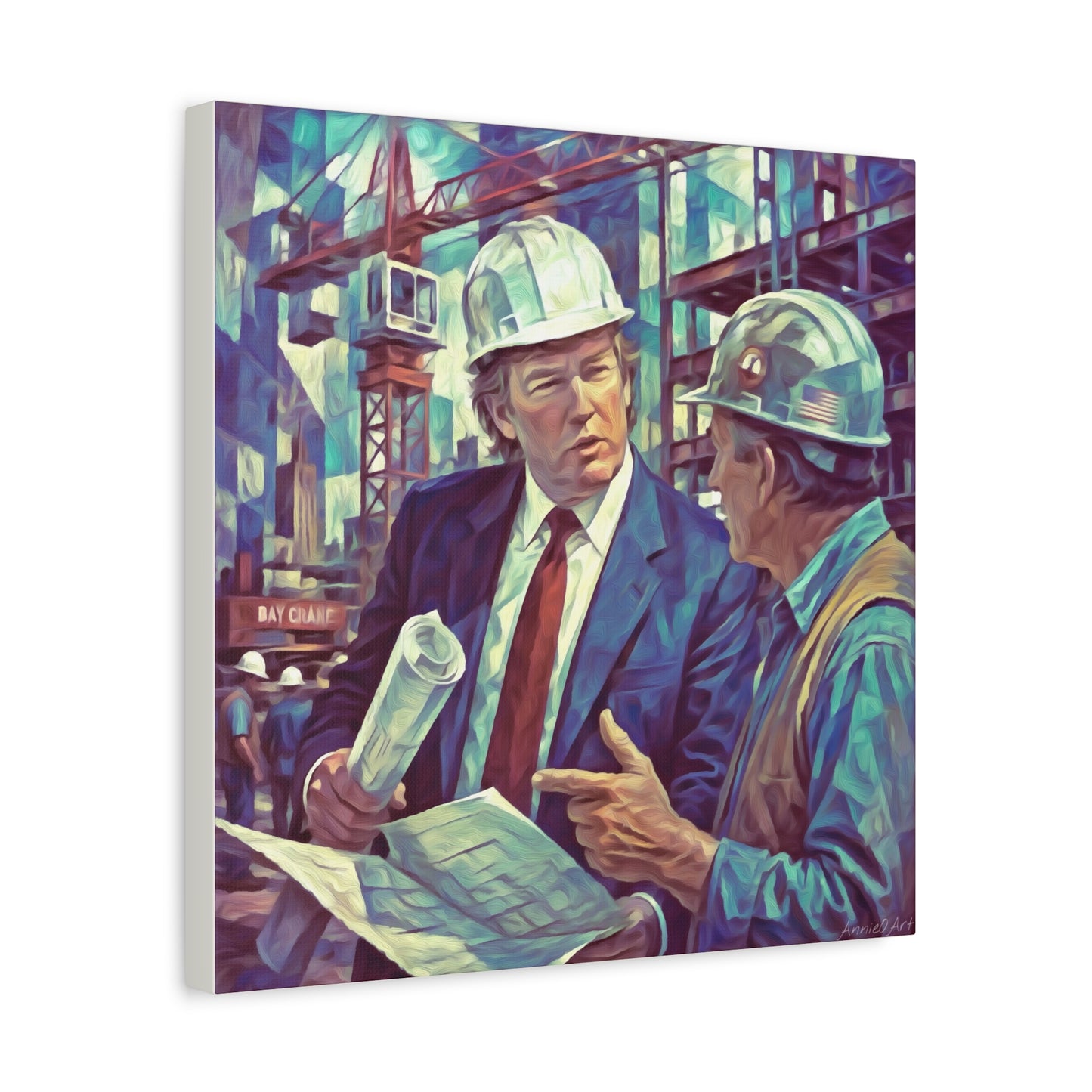 Trump Construction Site Portrait Canvas - Vintage Art