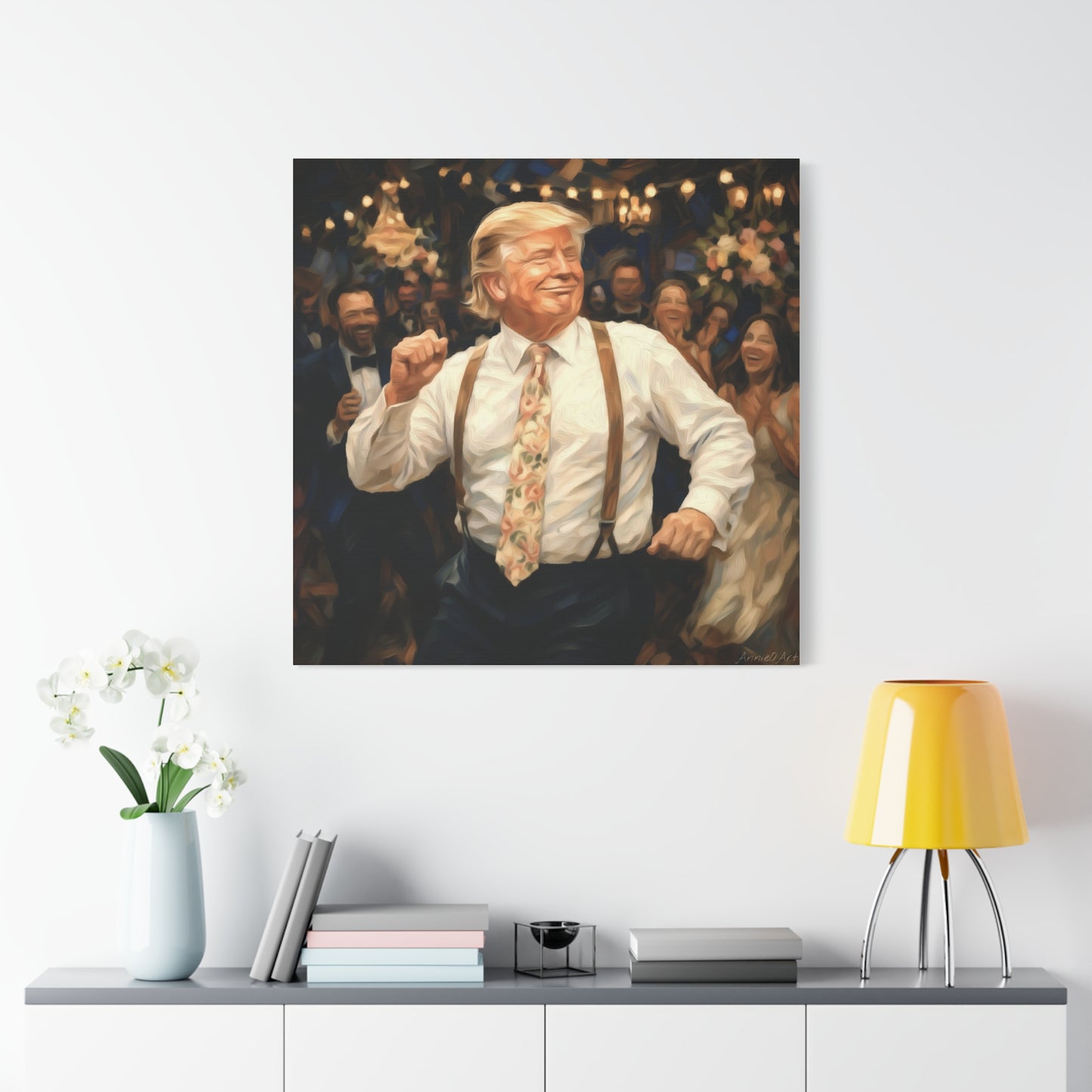 Vintage Festive Trump Dancing Canvas Wall Art
