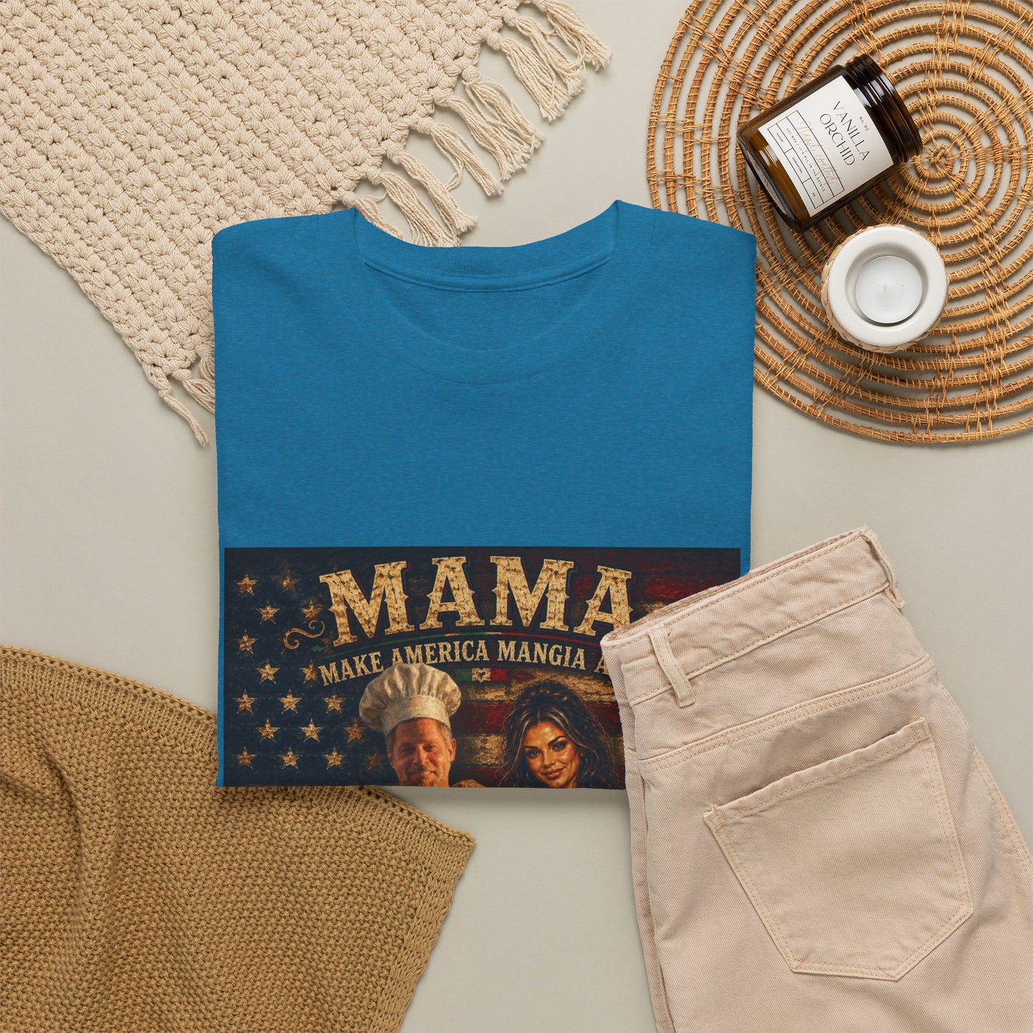 CUSTOM for MANDY—Mama Pizza Team T-Shirt — Retro American Flag Pizza Chef Graphic Tee