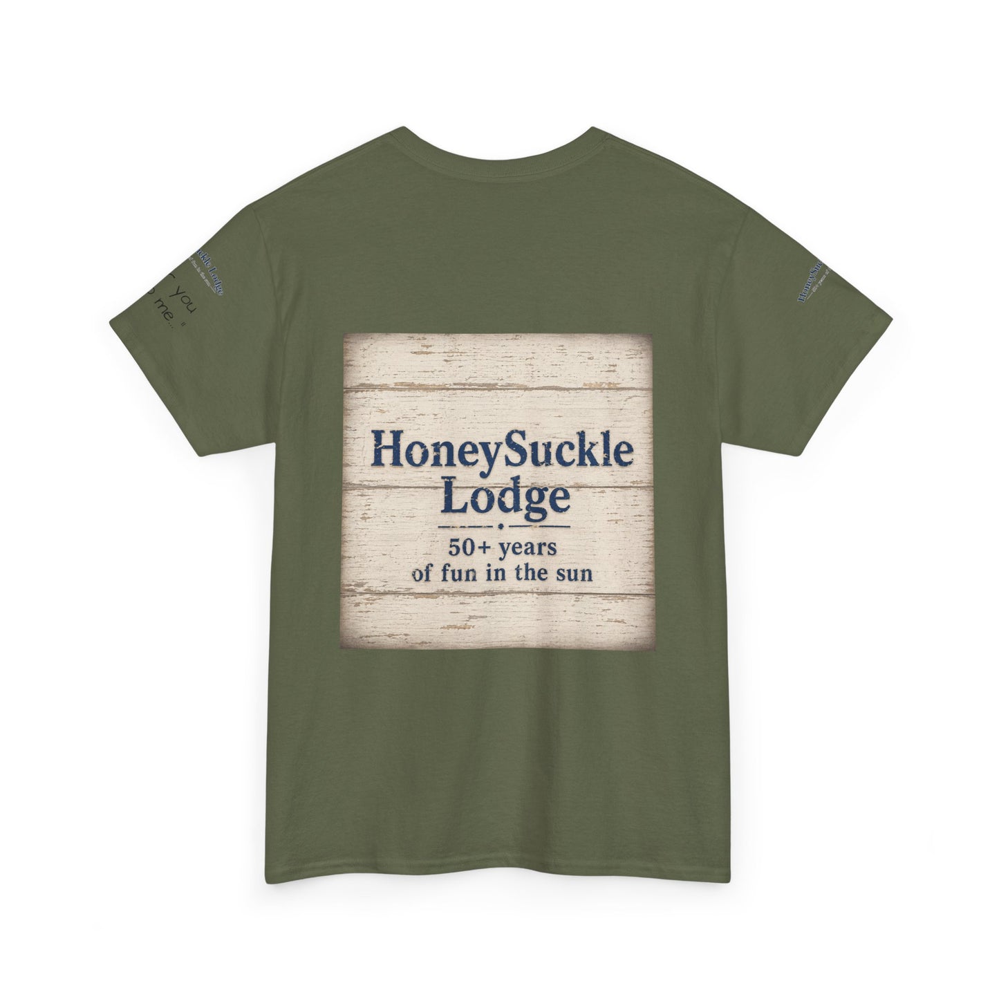 HoneySuckle Lodge Vintage Beach T-Shirt — "50+ years of fun in the sun" Retro Kids on Shore Design