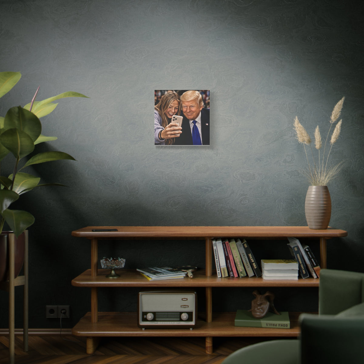 Trump Figure Selfie Matte Canvas Print