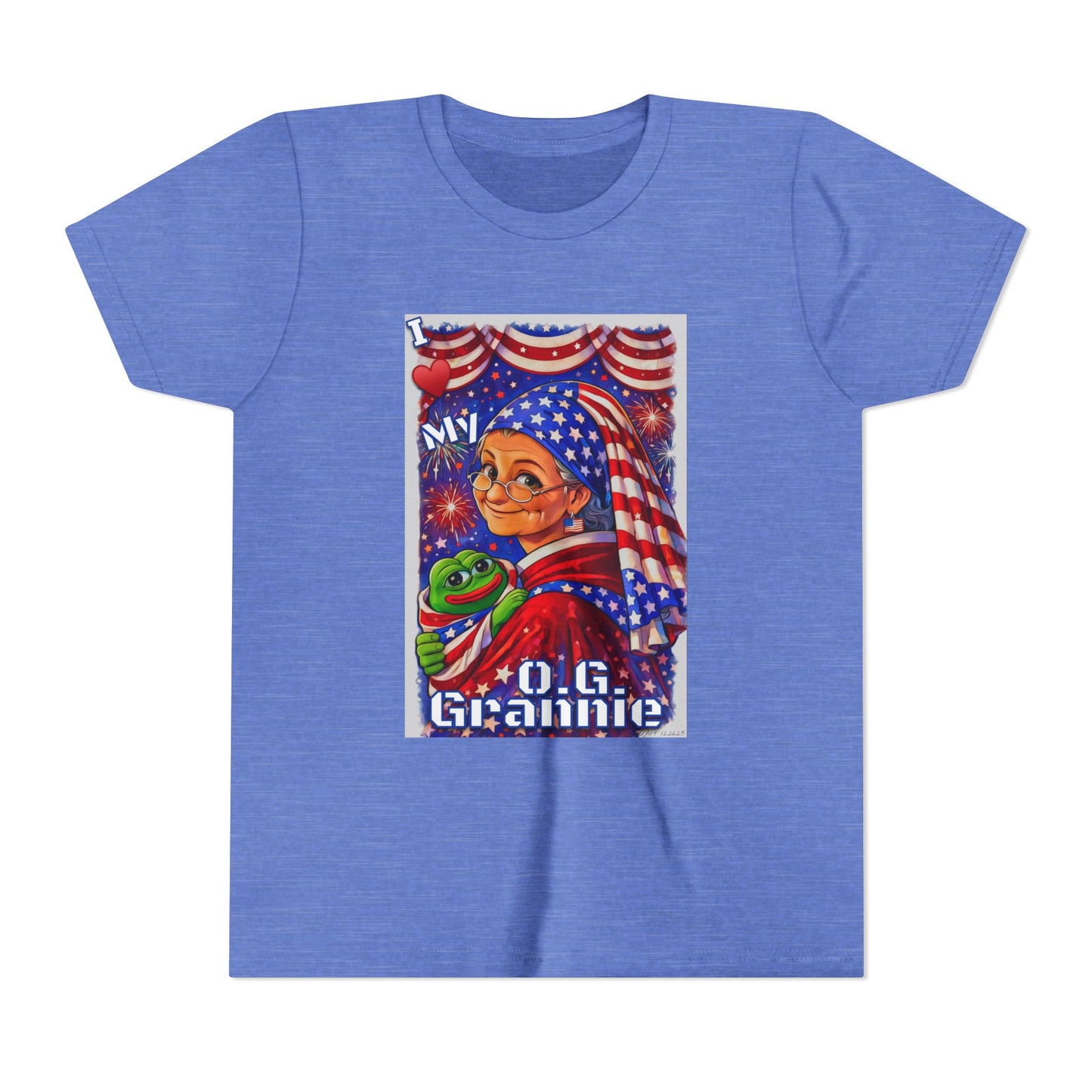 Grandma Anons & Keyboard Warriors for your Littles, “I ♥️ My O.G. Grannie" Youth T-Shirt – American Flag Grandma Design