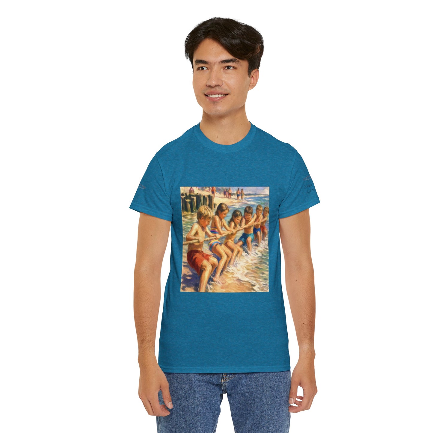 HoneySuckle Lodge Vintage Beach T-Shirt — "50+ years of fun in the sun" Retro Kids on Shore Design