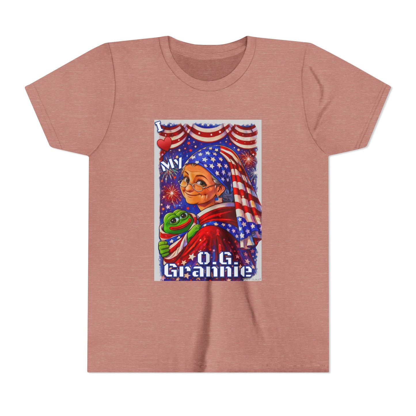 Grandma Anons & Keyboard Warriors for your Littles, “I ♥️ My O.G. Grannie" Youth T-Shirt – American Flag Grandma Design