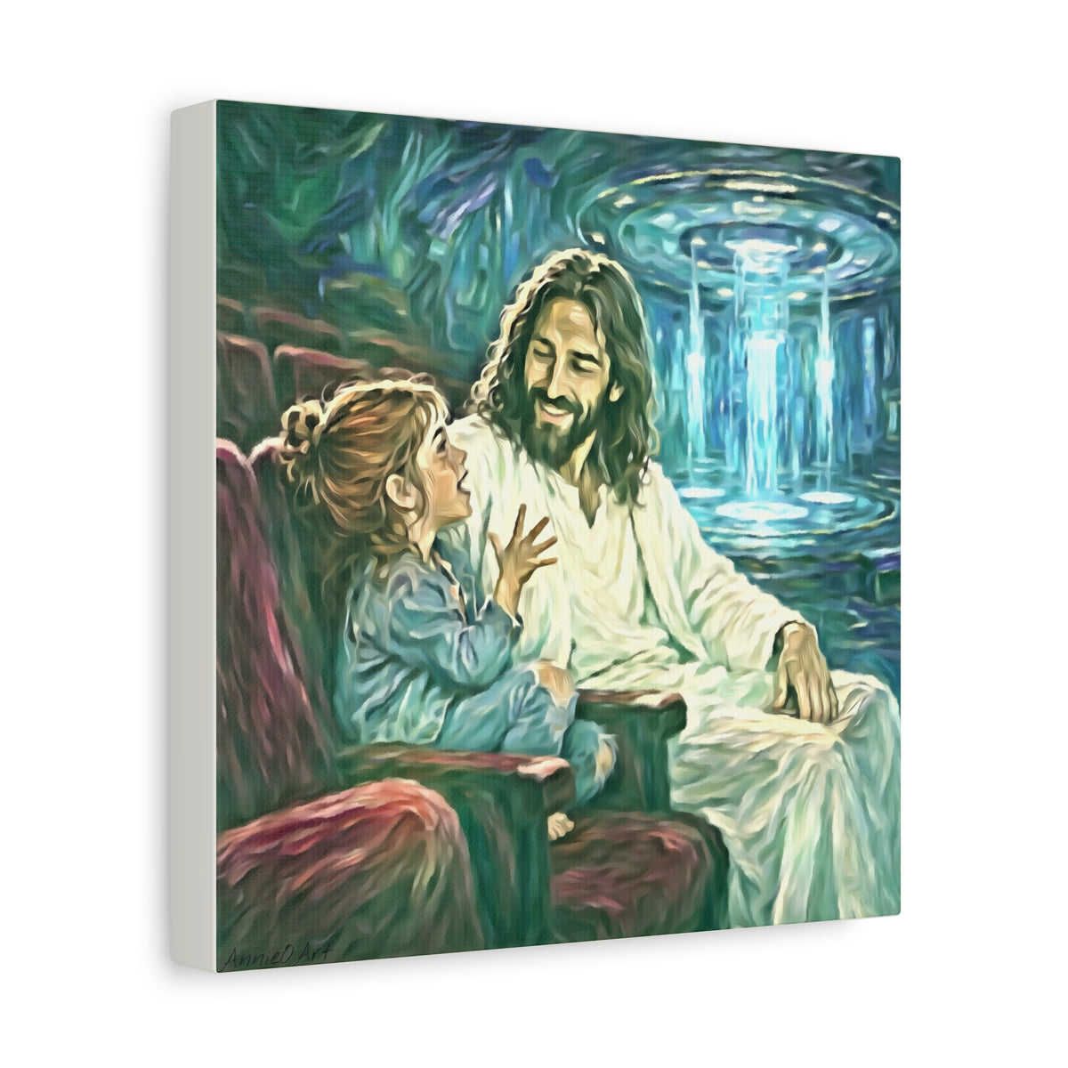 Jesus with Child Matte Canvas Wall Art — Stretched 1.25" Inspirational Christian Decor