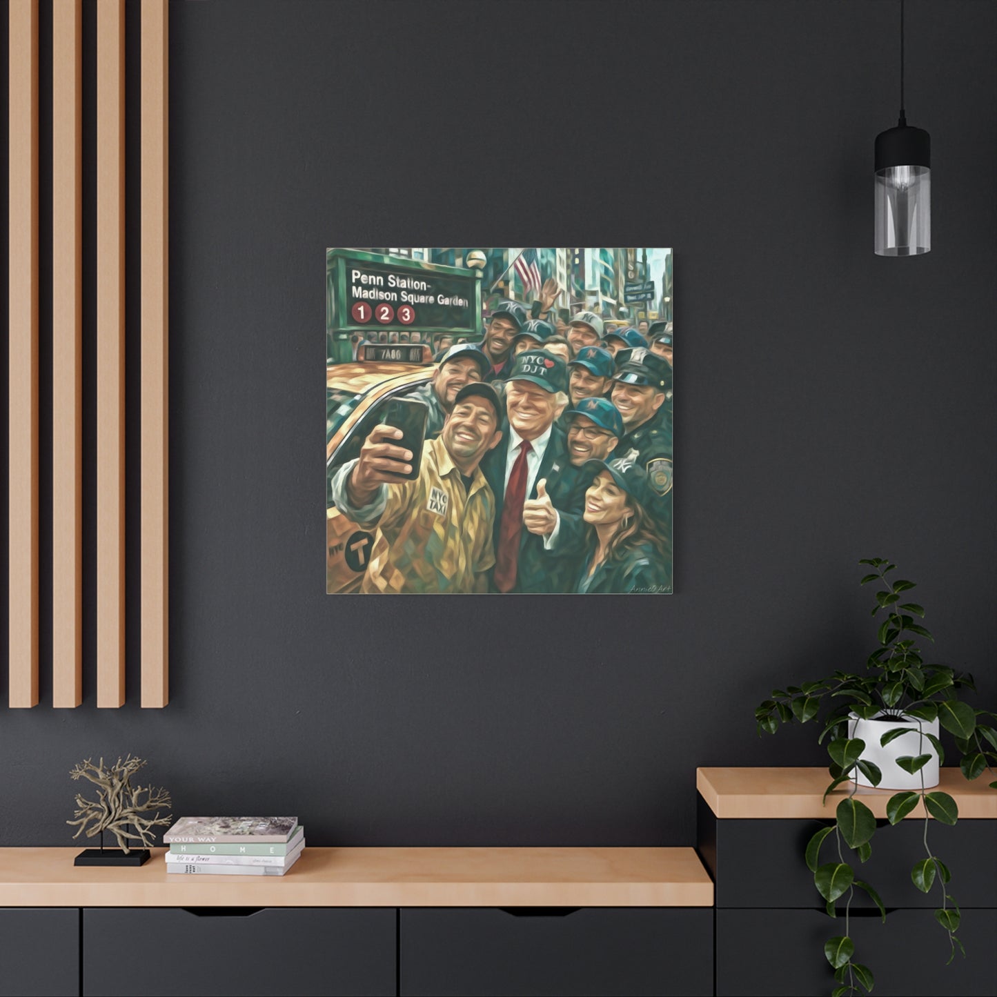 NYC❤️DJT—Trump New York Taxi Selfie Matte Canvas Wall Art — Stretched 1.25"