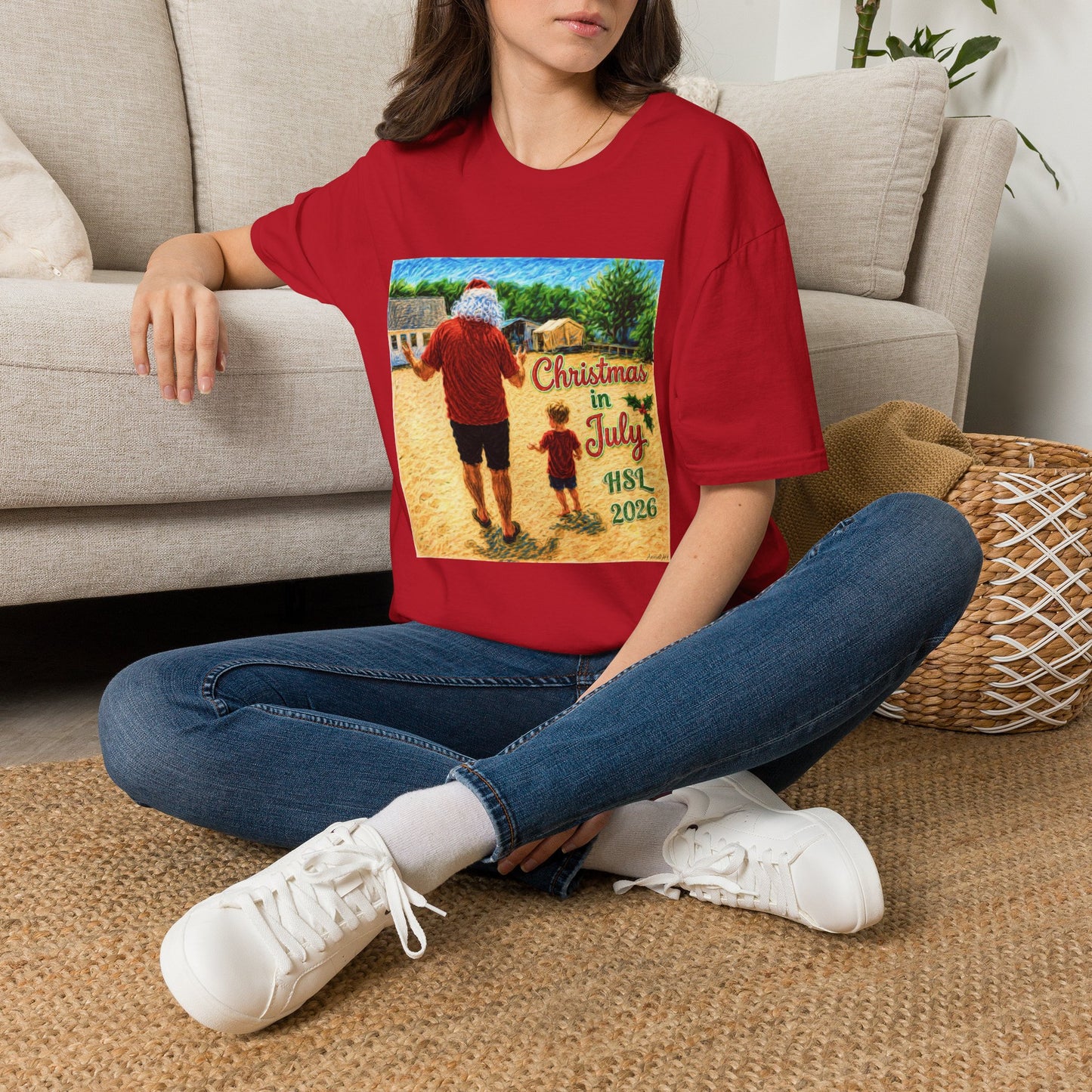 T-Shirt — Christmas in July Santa Beach Graphic Tee