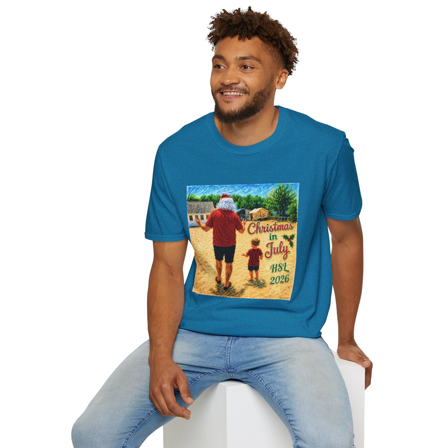 T-Shirt — Christmas in July Santa Beach Graphic Tee