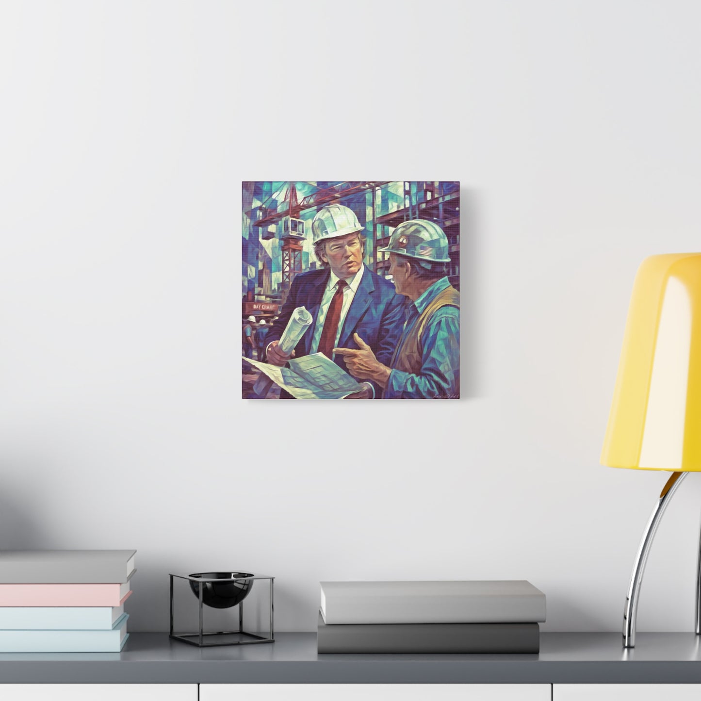 Trump Construction Site Portrait Canvas - Vintage Art