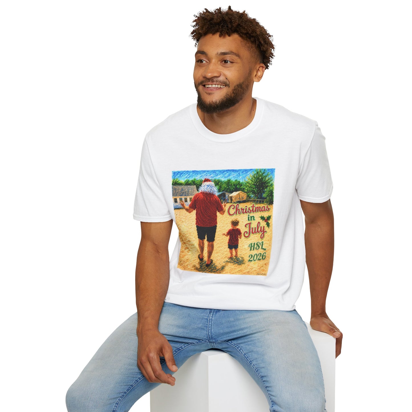 T-Shirt — Christmas in July Santa Beach Graphic Tee