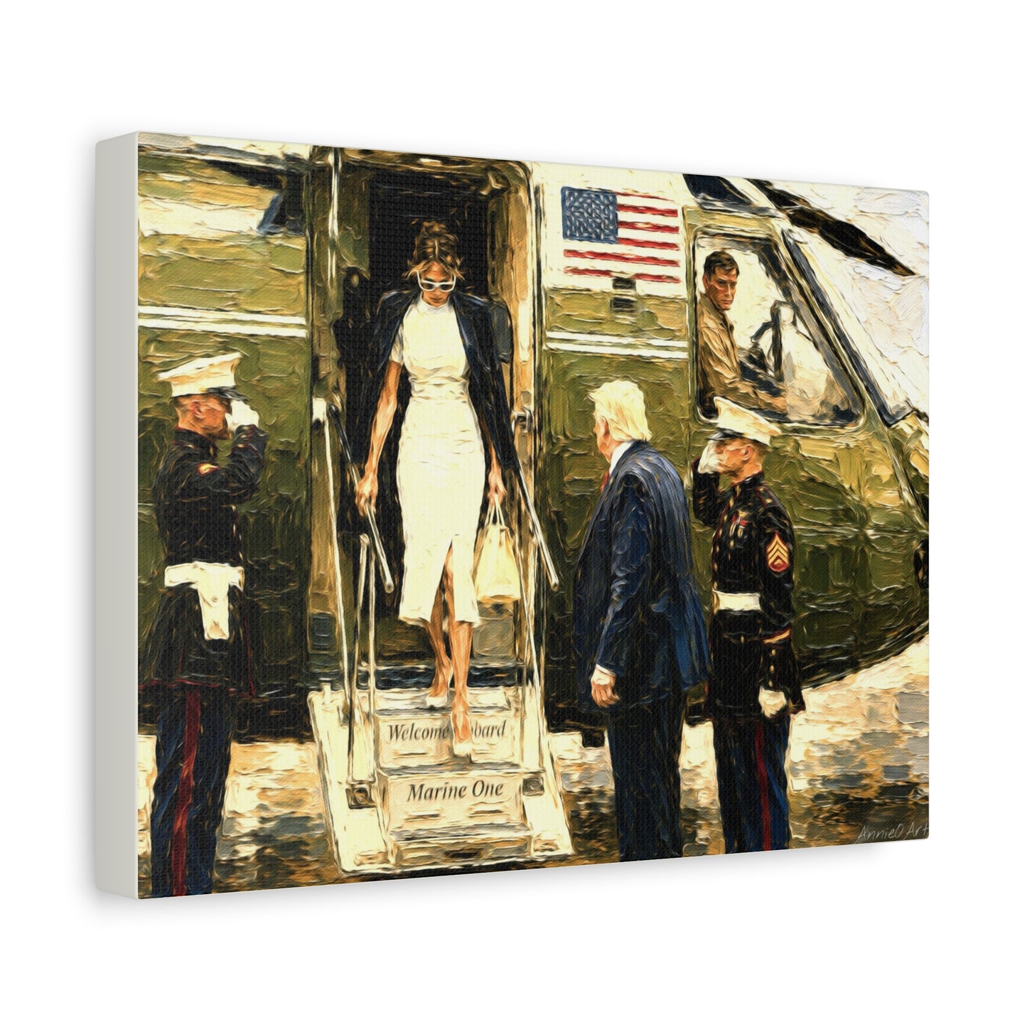 Marine One Arrival Canvas Print — Presidential Helicopter Scene Wall Art