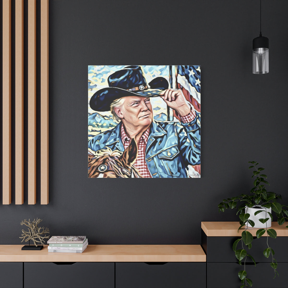 Trump Patriotic Cowboy Portrait Canvas