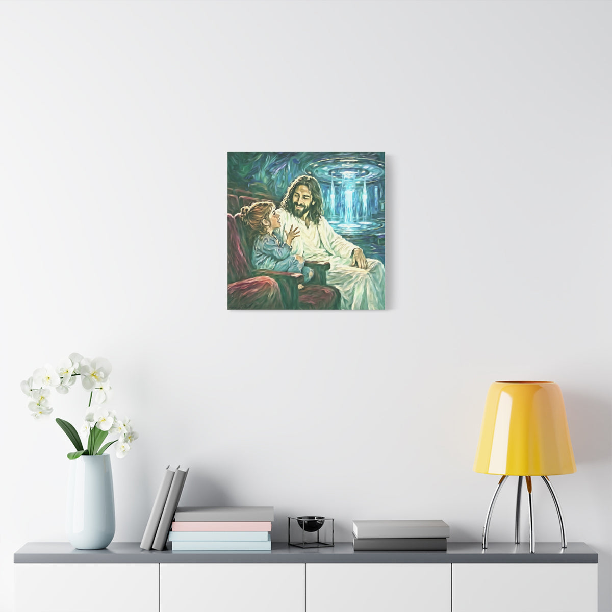 Jesus with Child Matte Canvas Wall Art — Stretched 1.25" Inspirational Christian Decor
