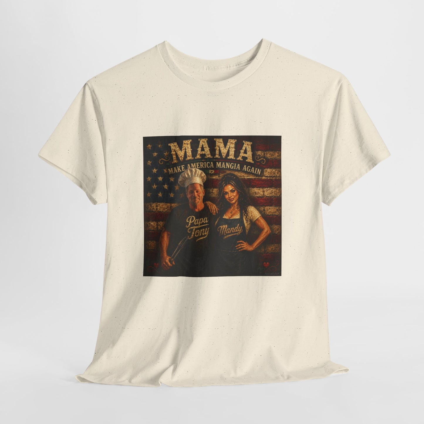 CUSTOM for MANDY—Mama Pizza Team T-Shirt — Retro American Flag Pizza Chef Graphic Tee