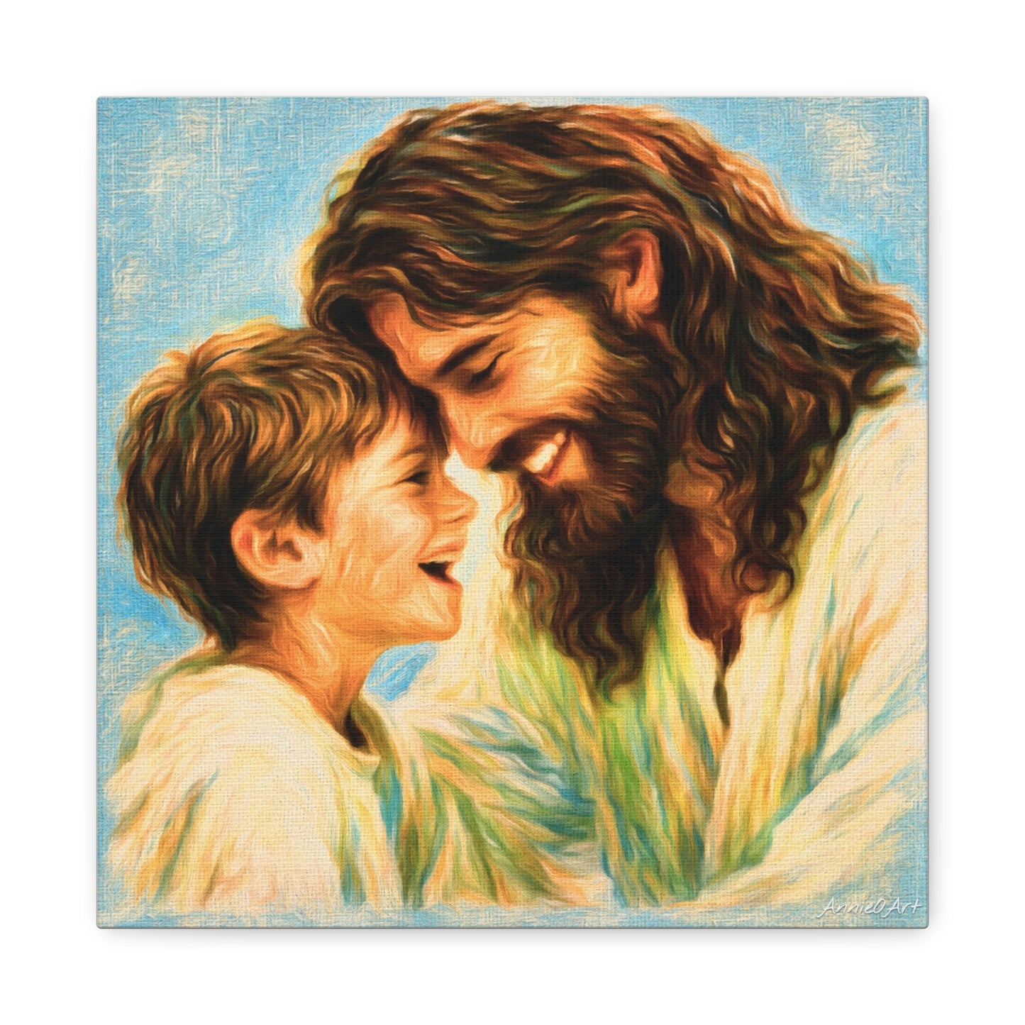 Smiling Jesus and Child Matte Canvas Wall Art