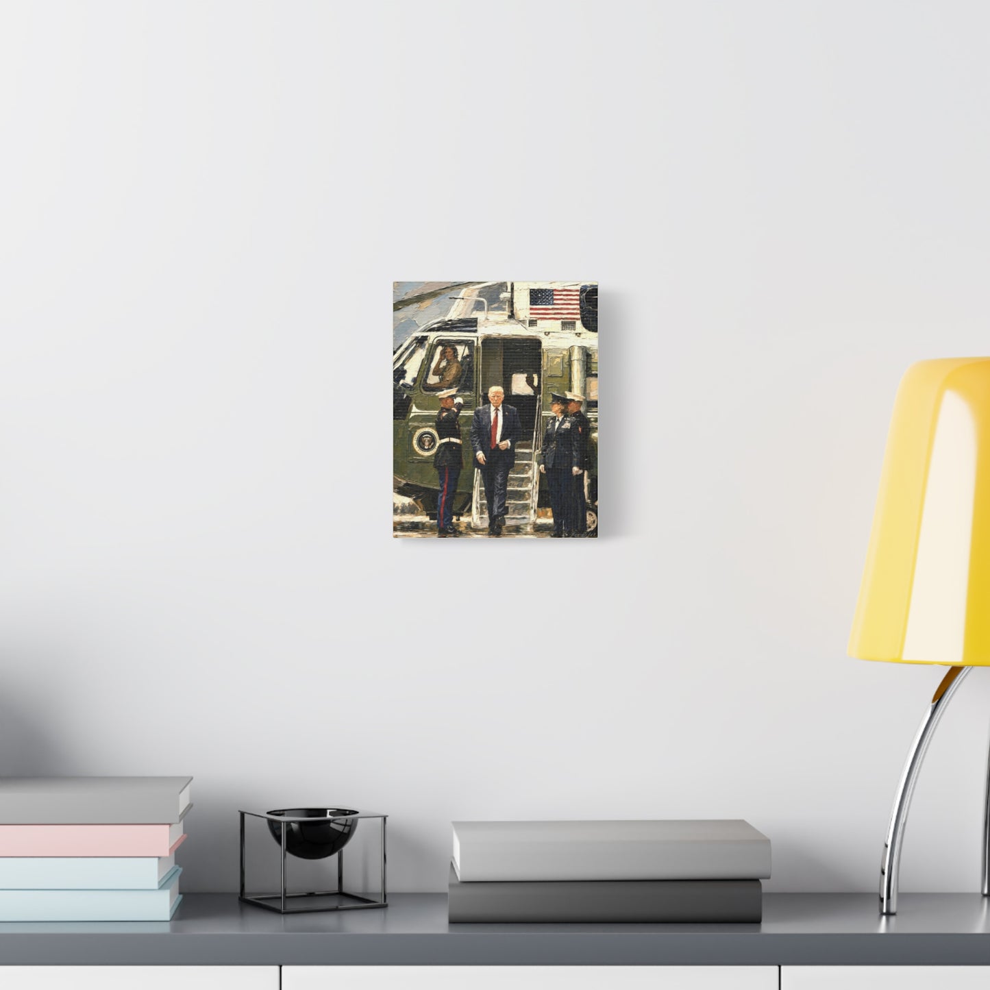 Presidential Arrival Canvas Print — Trump Disembarking Marine One, Matte Stretched Wall Art