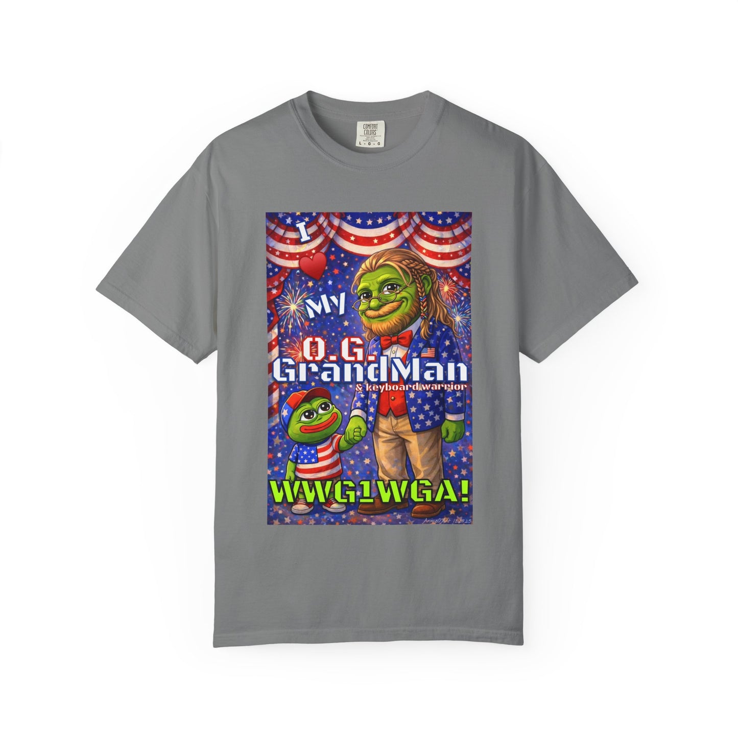 Grandpa/GrandMan Keyboard Warriors— "I ♥️ My O.G. GrandMan" Patriotic Pepe Graphic (WWG1WGA)