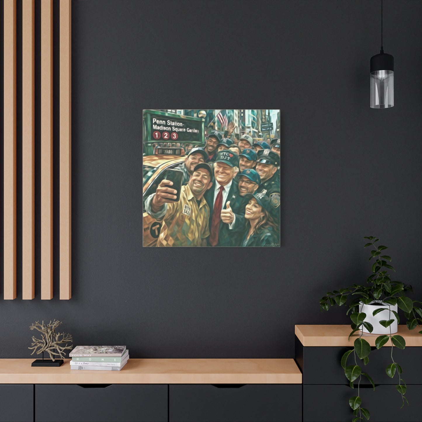 NYC❤️DJT—Trump New York Taxi Selfie Matte Canvas Wall Art — Stretched 1.25"