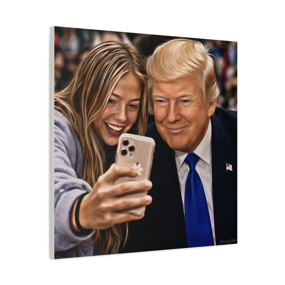 Trump Figure Selfie Matte Canvas Print