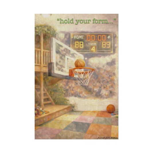 Basketball Watercolor Poster — Textured Matte Sports Wall Art