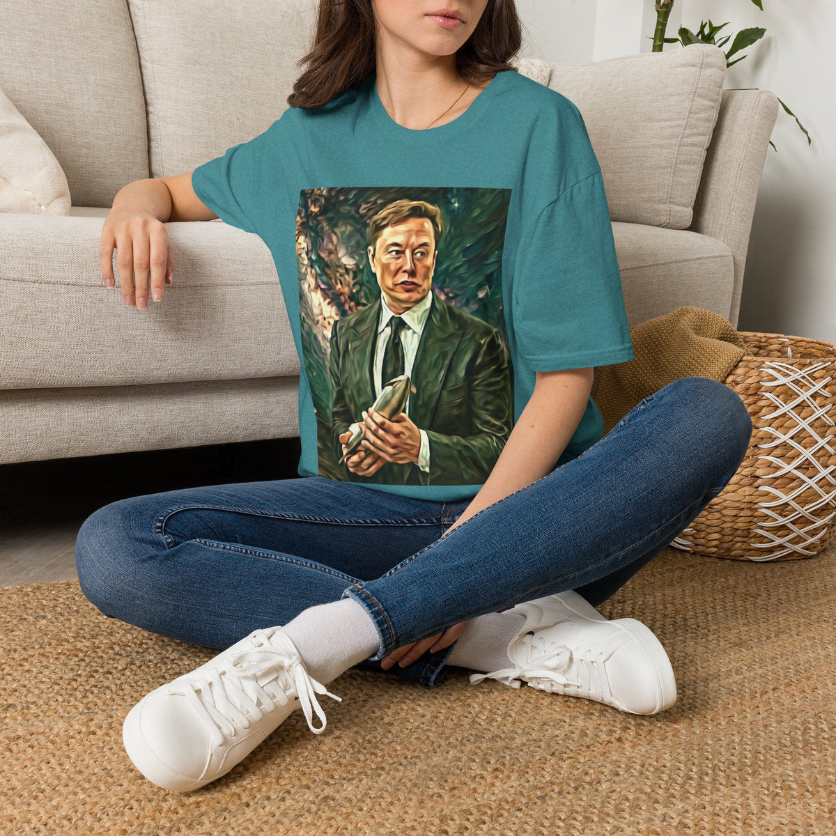 Elon Musk with Rocket— Graphic T-Shirt