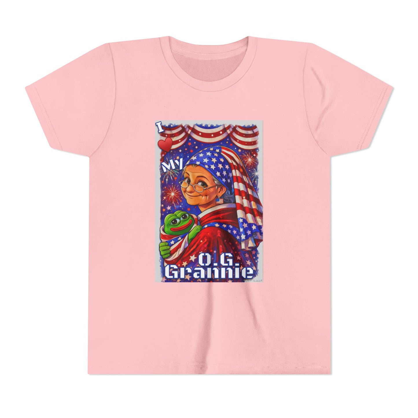 Grandma Anons & Keyboard Warriors for your Littles, “I ♥️ My O.G. Grannie" Youth T-Shirt – American Flag Grandma Design