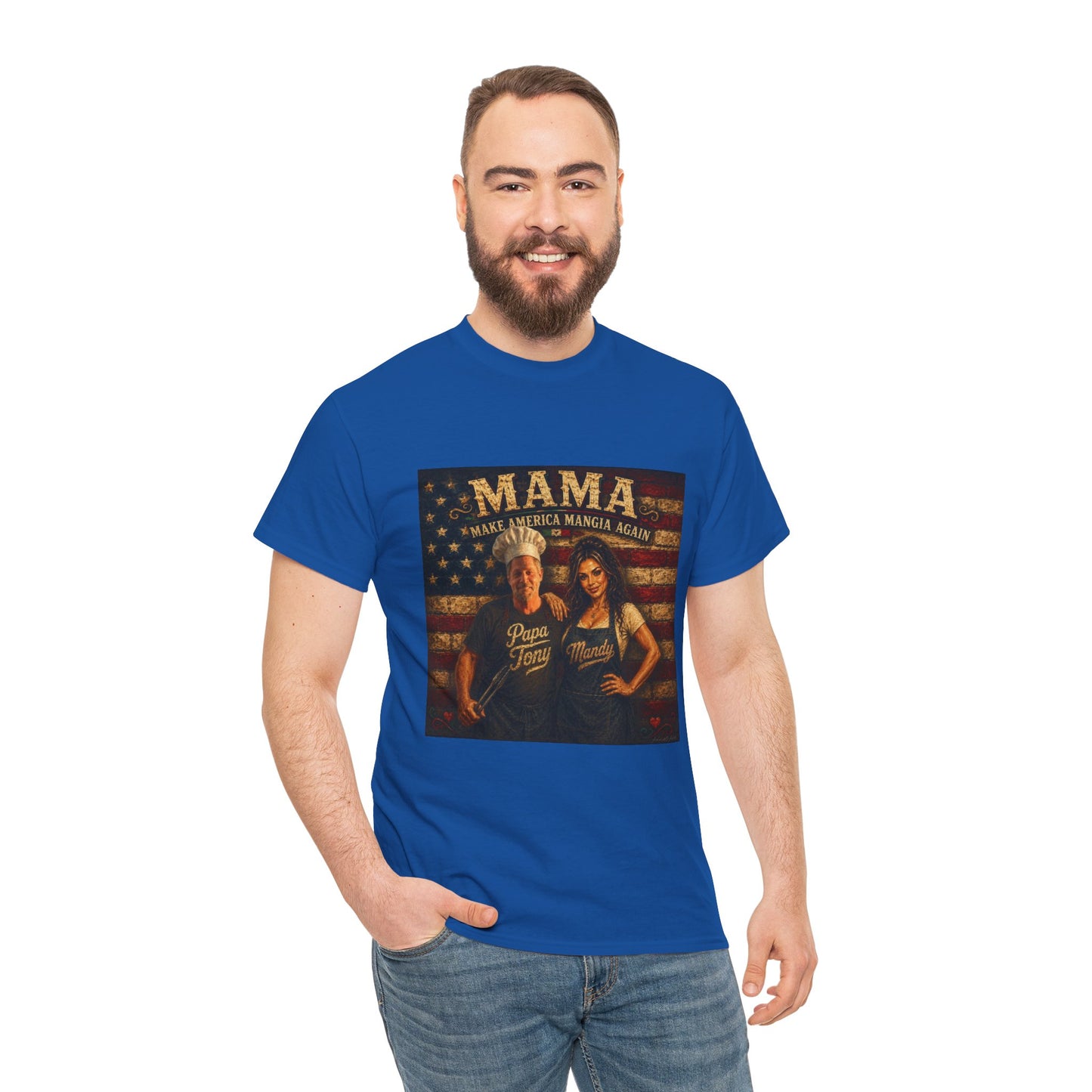 CUSTOM for MANDY—Mama Pizza Team T-Shirt — Retro American Flag Pizza Chef Graphic Tee