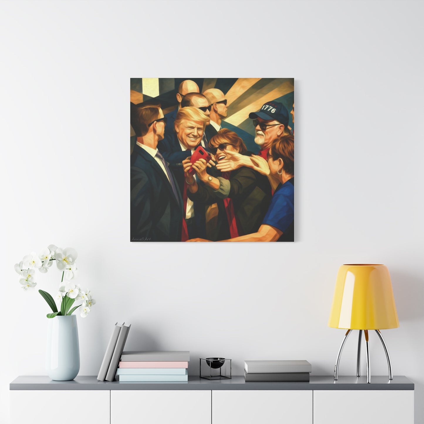 Trump Selfie with Supporters—Matte Canvas Art - Stretched 1.25"