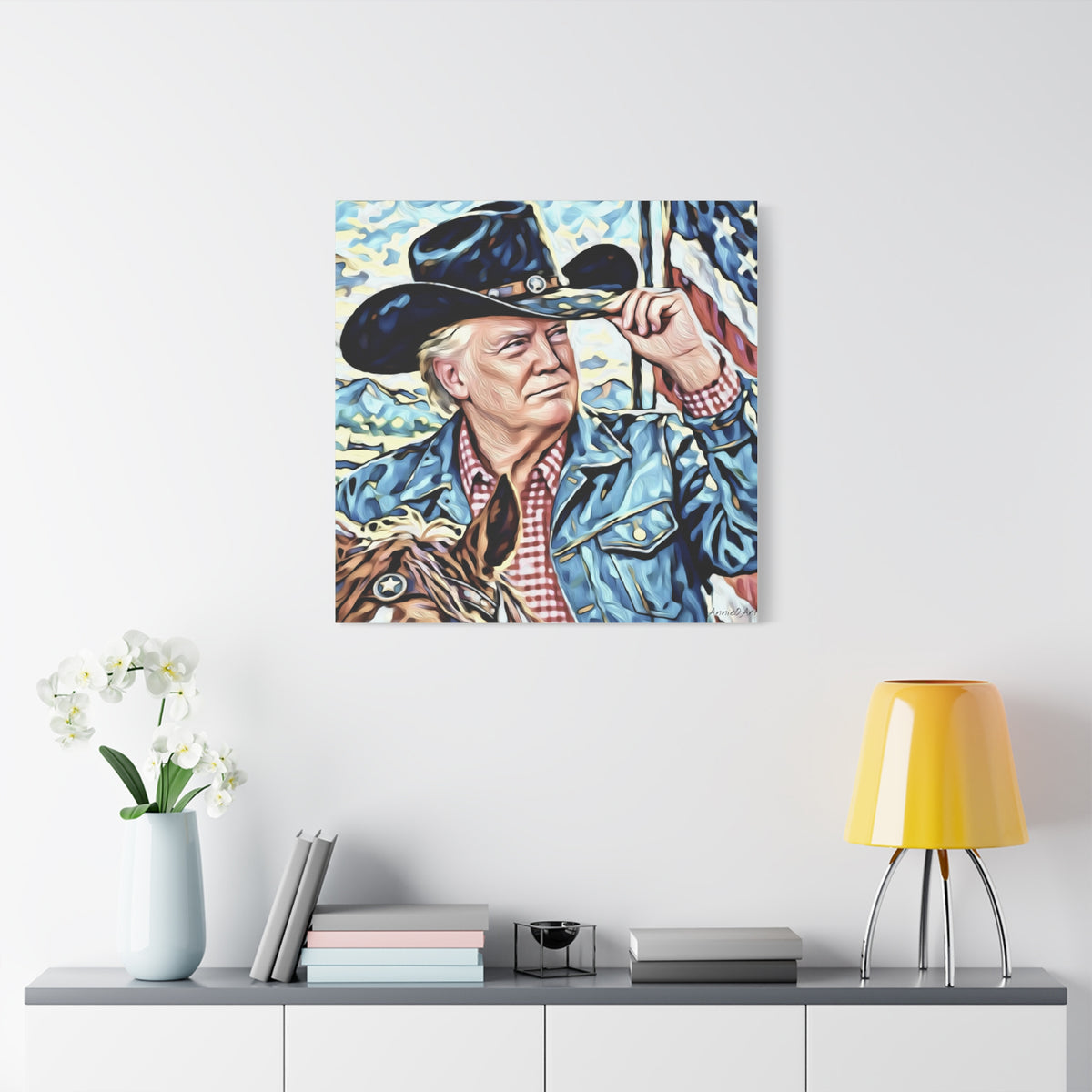 Trump Patriotic Cowboy Portrait Canvas