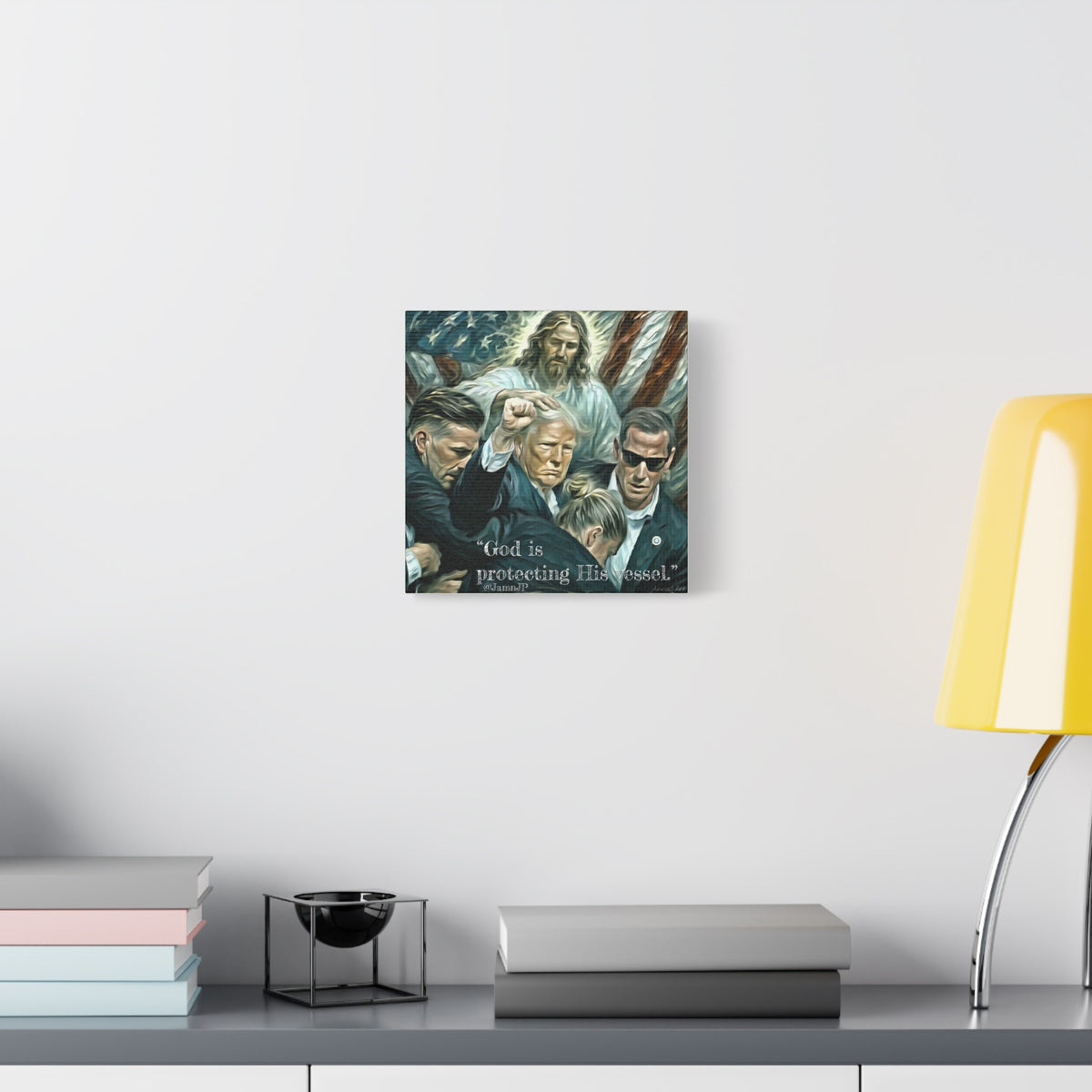 Jesus Blessing Trump— Patriotic Canvas Art — "God Is Protecting His Vessel"
