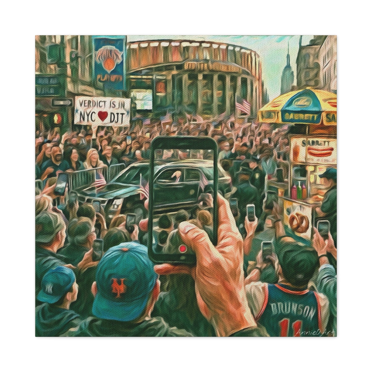 Trump Cheered At The Garden— Canvas Art - NYC Crowd Cheering with Phone Recording (Stretched 1.25")