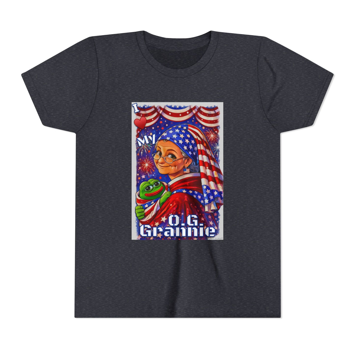 Grandma Anons & Keyboard Warriors for your Littles, “I ♥️ My O.G. Grannie" Youth T-Shirt – American Flag Grandma Design
