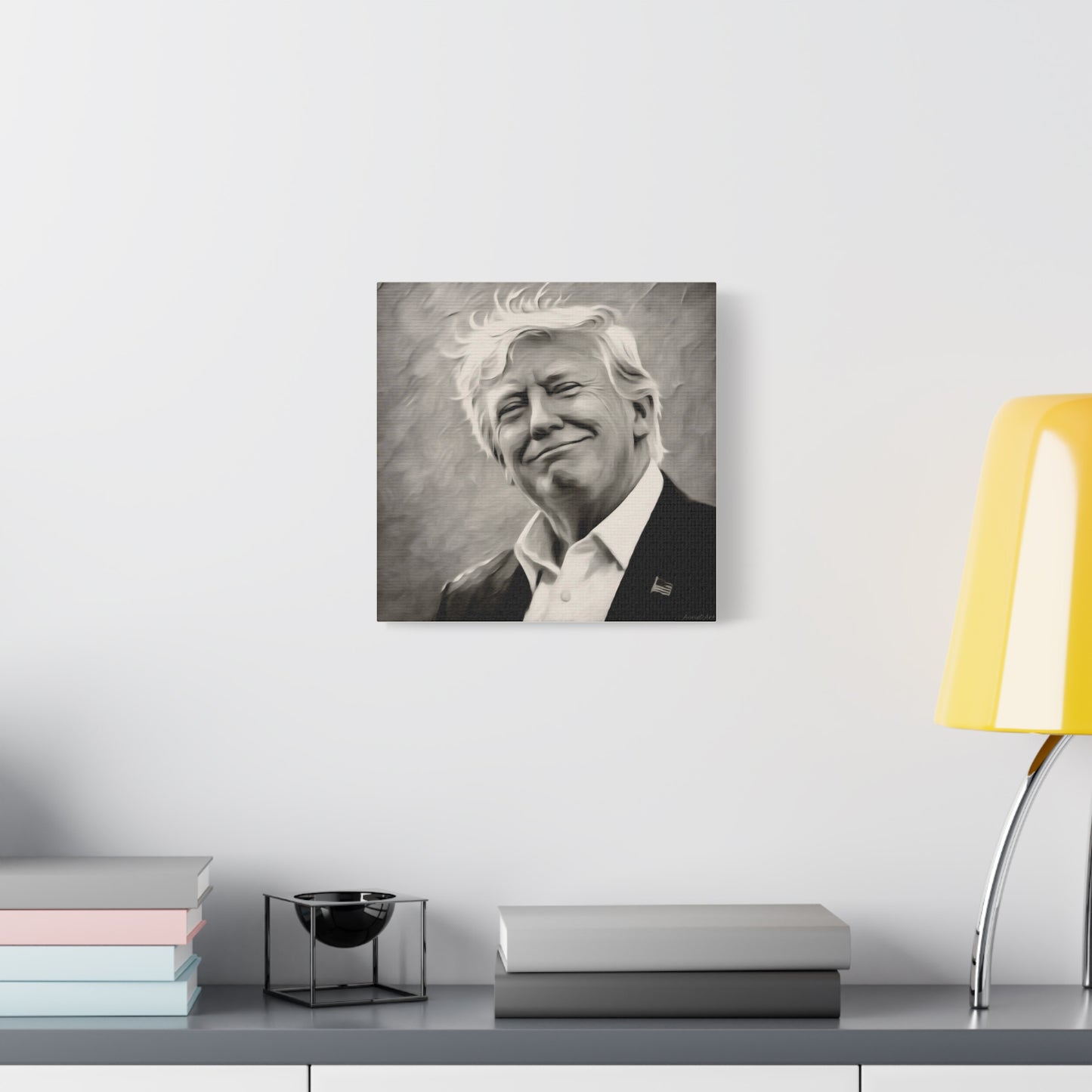 Trump Portrait B&W-Canvas Monochrome Oil-Style Wall Art