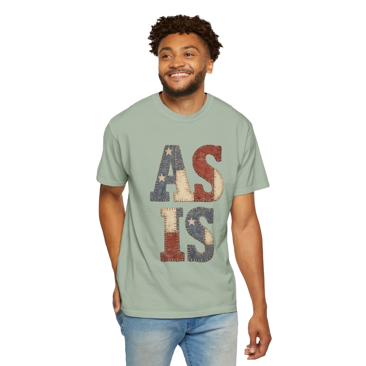 “AS IS” Quilt-look Vintage Flag Graphic T-Shirt