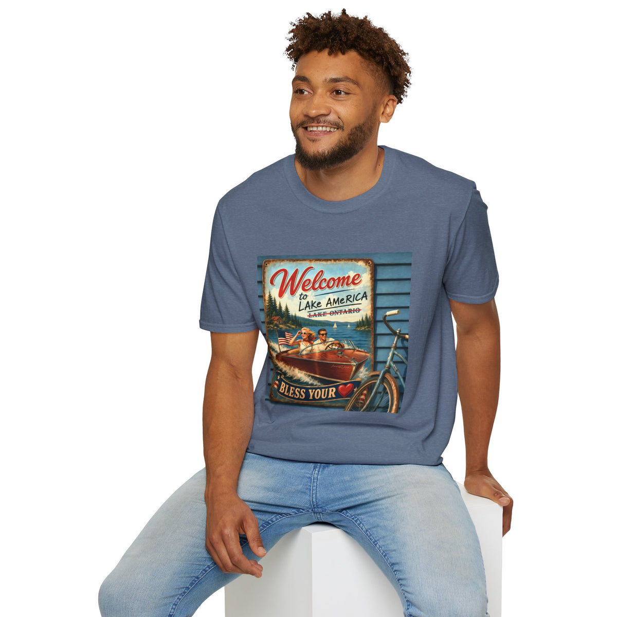 Lake America Welcome T-Shirt — Vintage Lake America Boating Vacation Tee