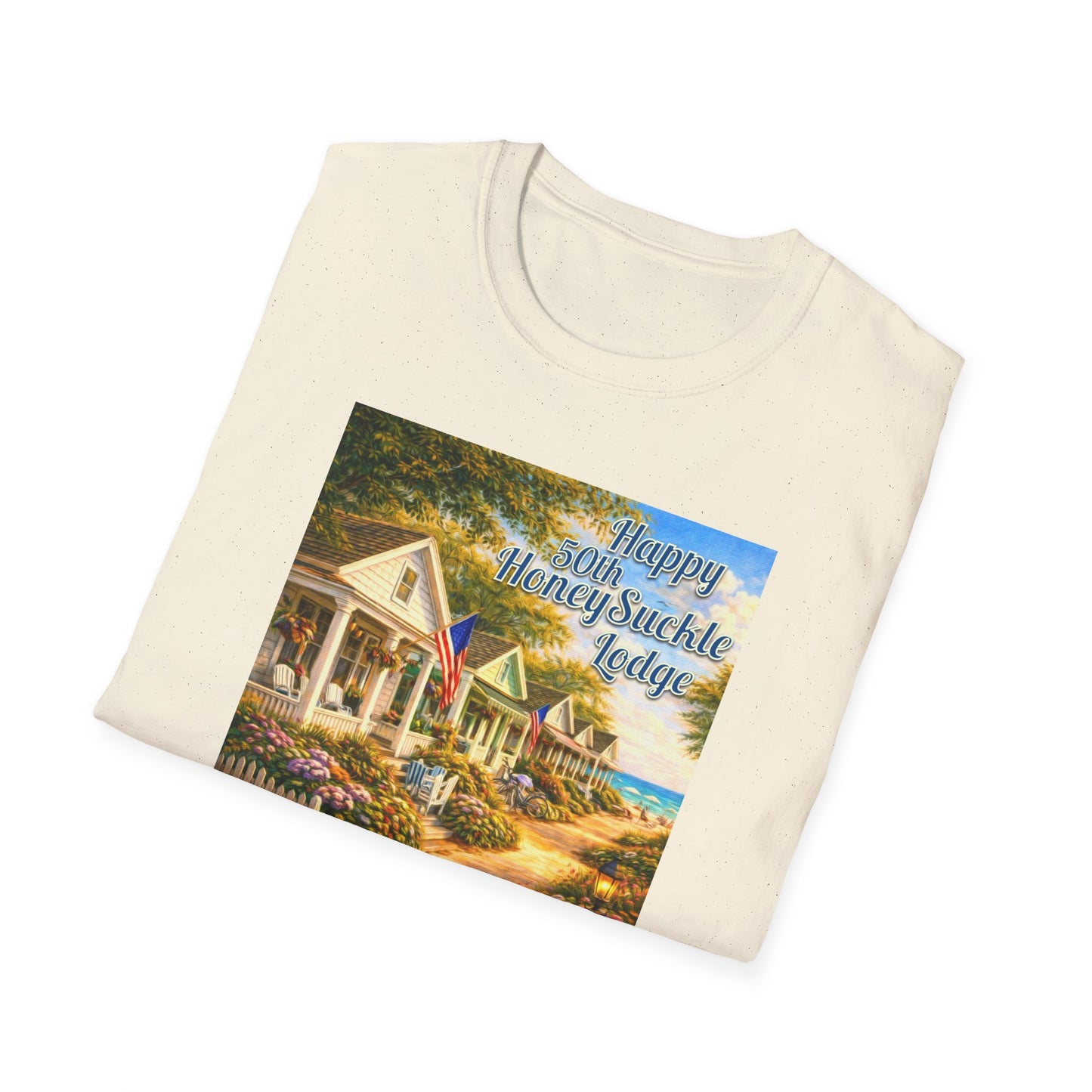 HoneySuckle Lodge 50th—America 250th Bungalow Path T-Shirt —Front & Back Design- Happy 250th Anniversary USA Patriotic Tee