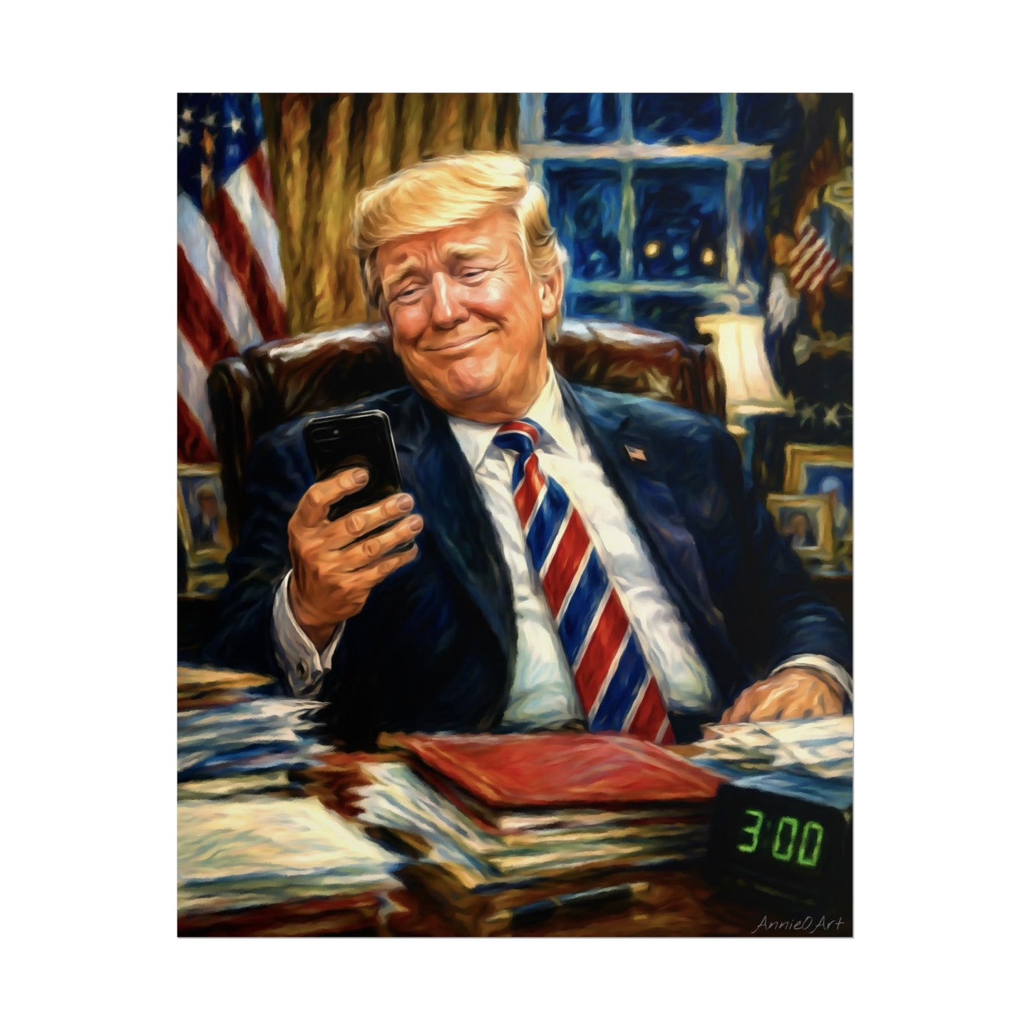 Rolled Poster — Playful President Trump Portrait Wall Art—Keyboard Warriors