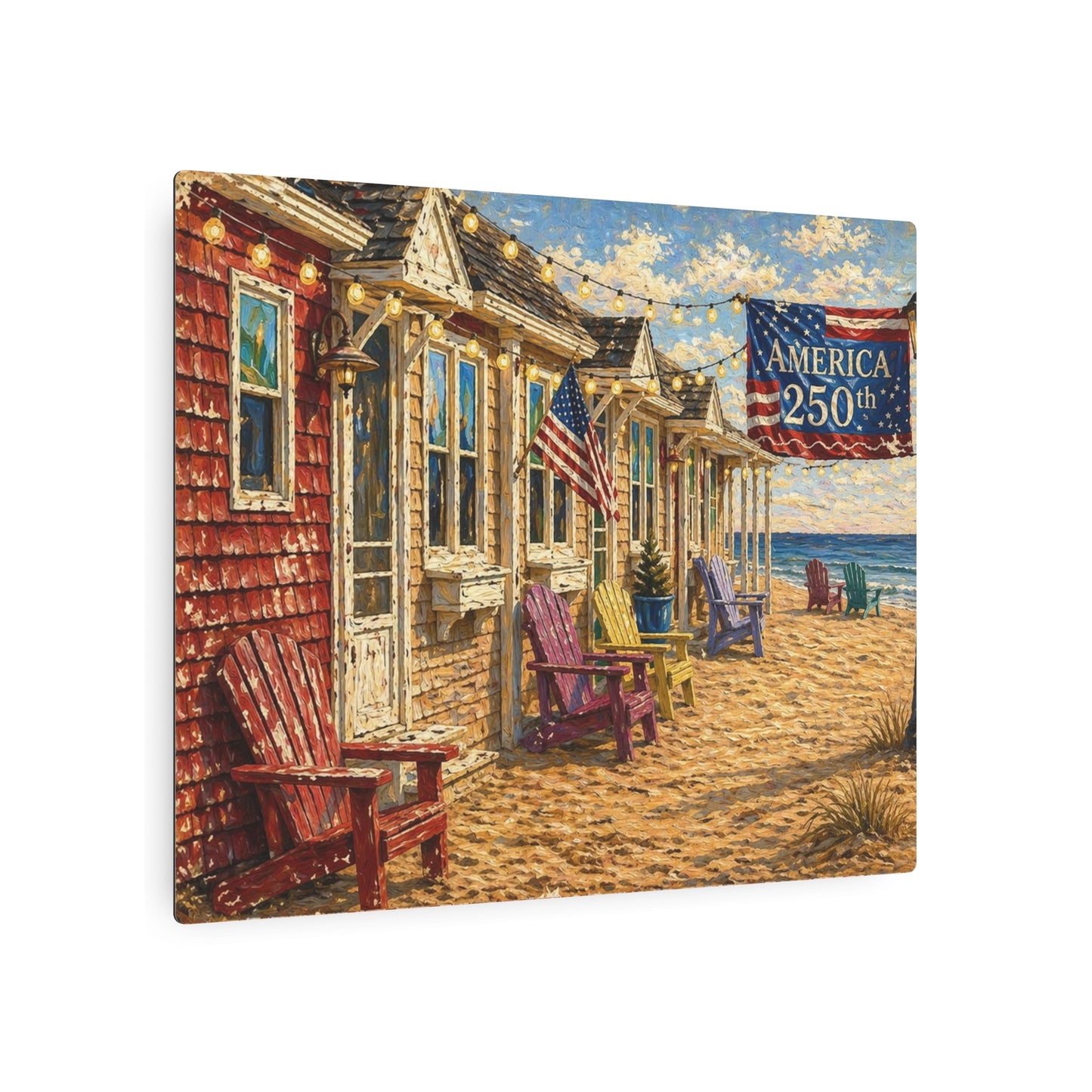 Beach Bungalow Metal Sign — Americana 250th Vintage Seaside Wall Art