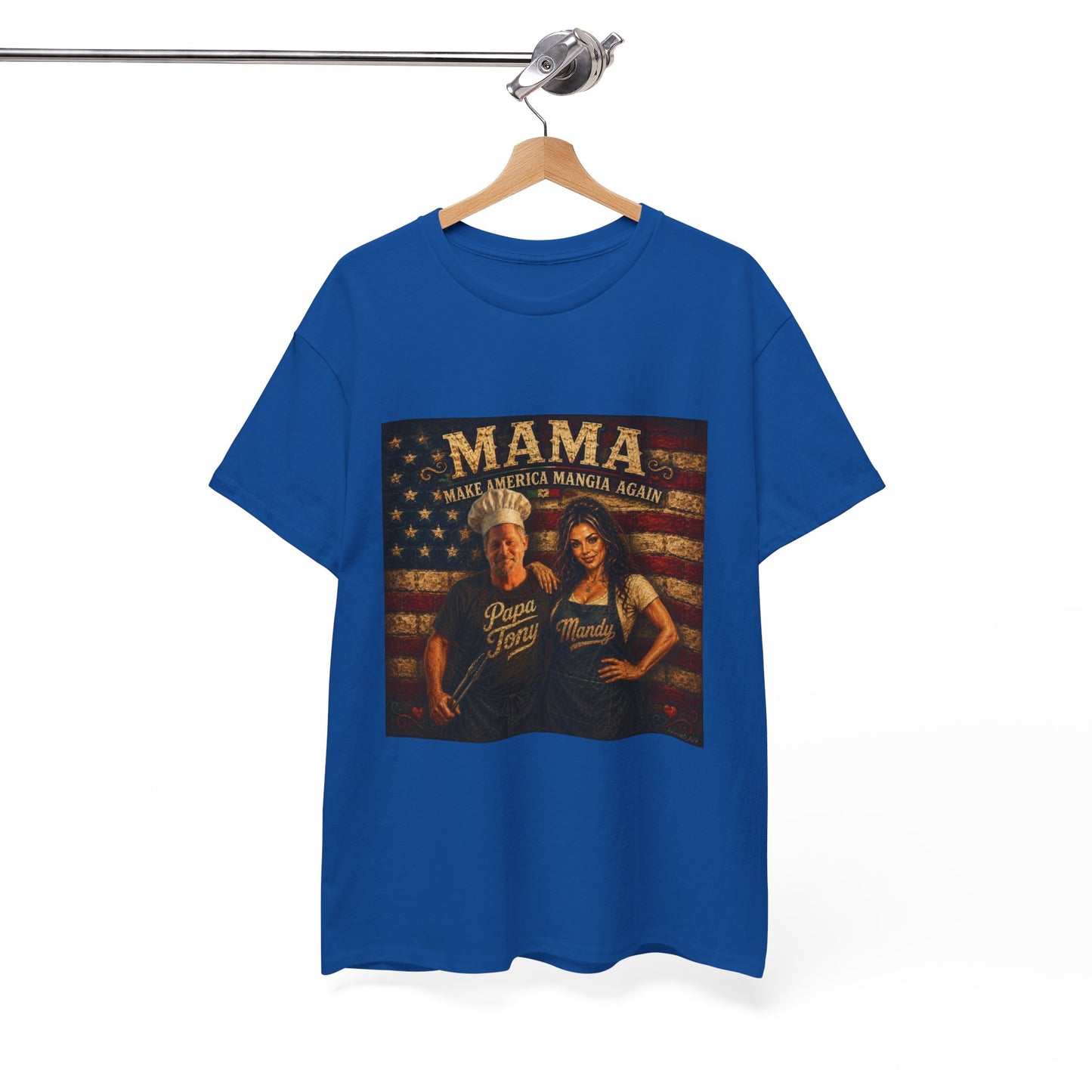 CUSTOM for MANDY—Mama Pizza Team T-Shirt — Retro American Flag Pizza Chef Graphic Tee
