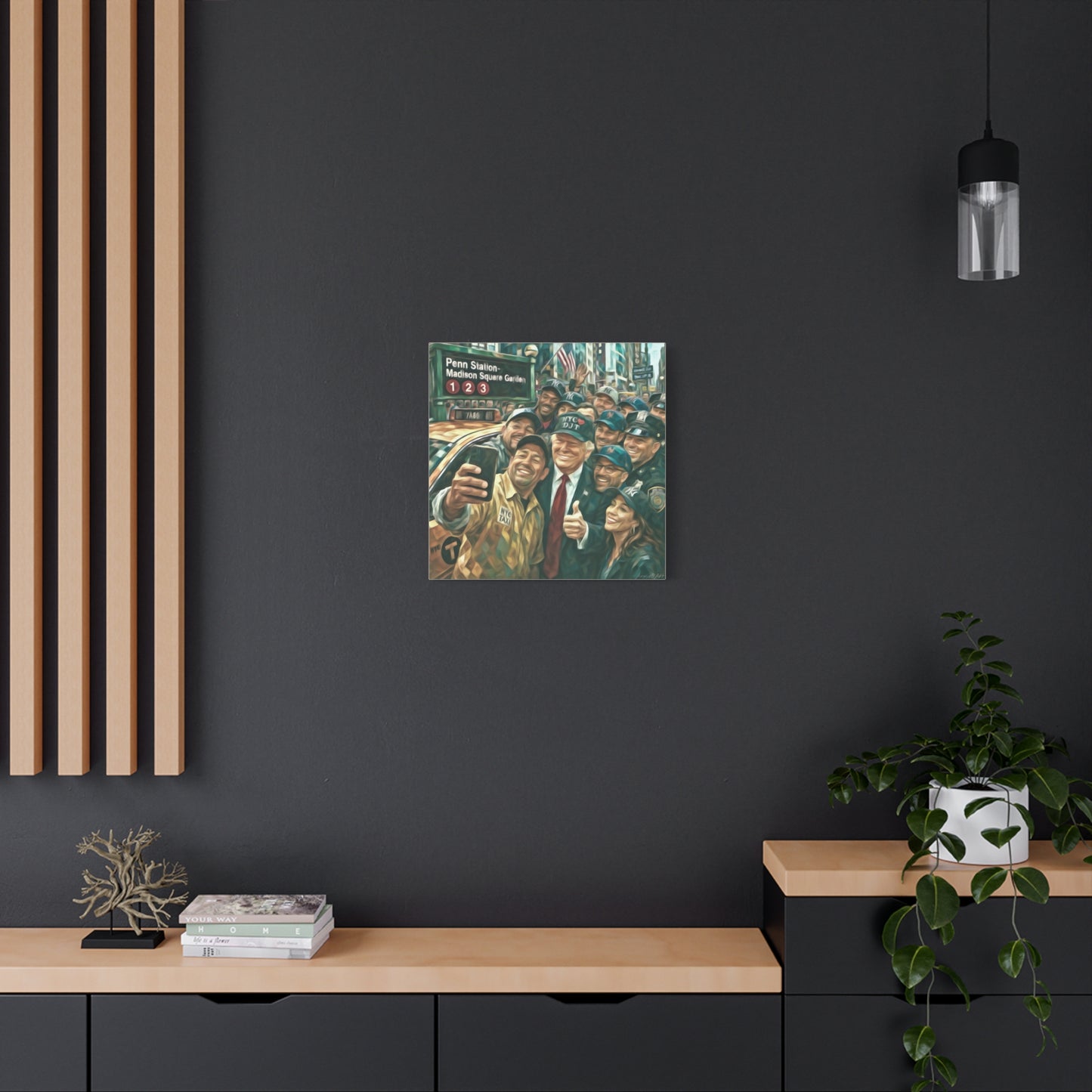 NYC❤️DJT—Trump New York Taxi Selfie Matte Canvas Wall Art — Stretched 1.25"