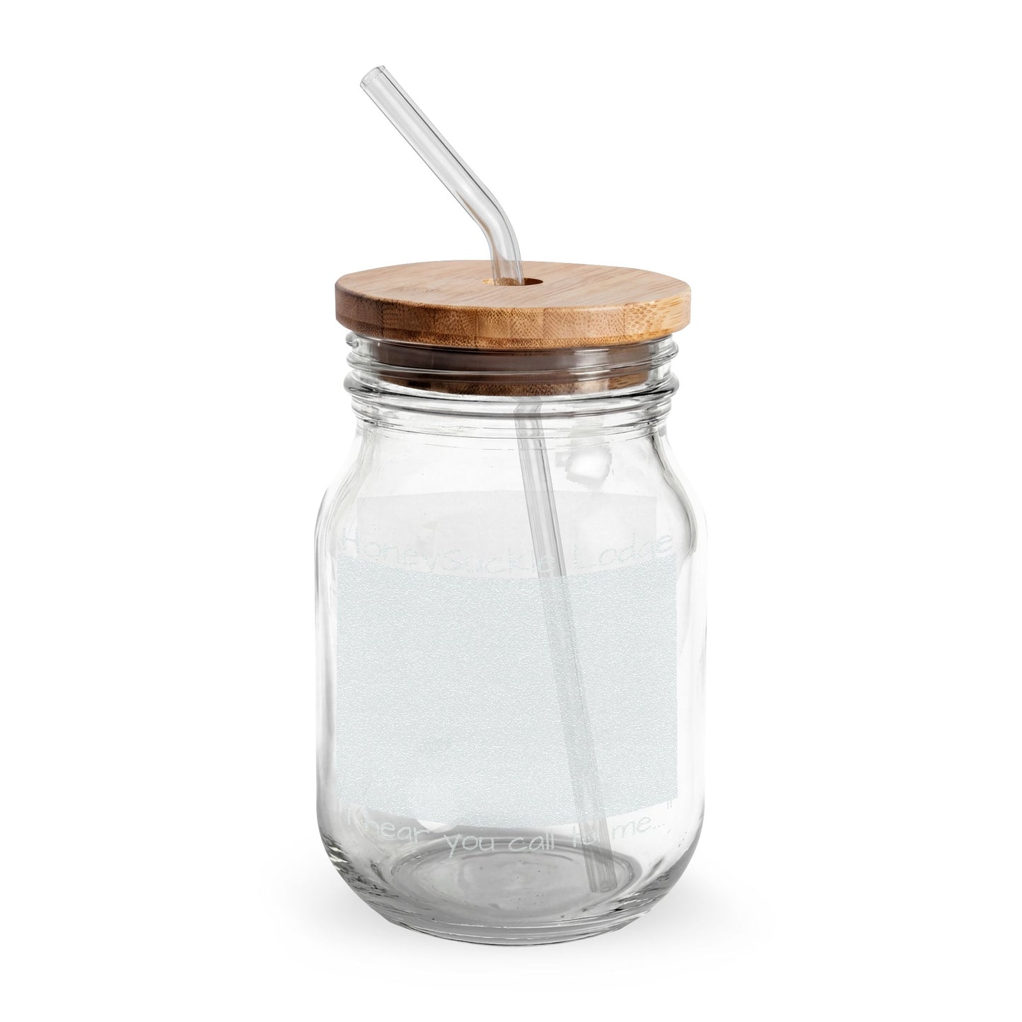 HSL Engravable 16oz Glass Sipper Jar with Bamboo Lid & Straw