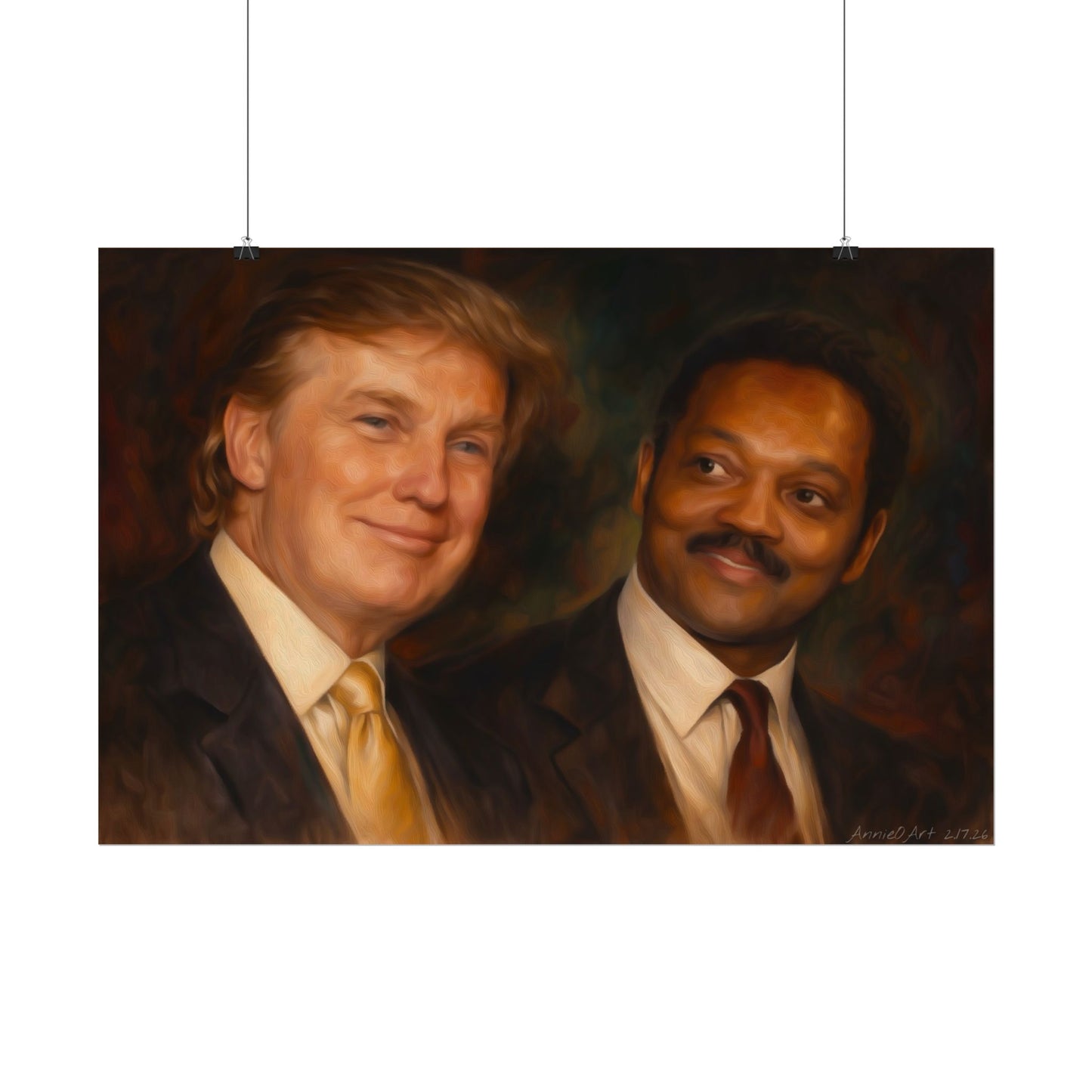 Jesse Jackson & Donald Trump Matte Watercolor Portrait Poster