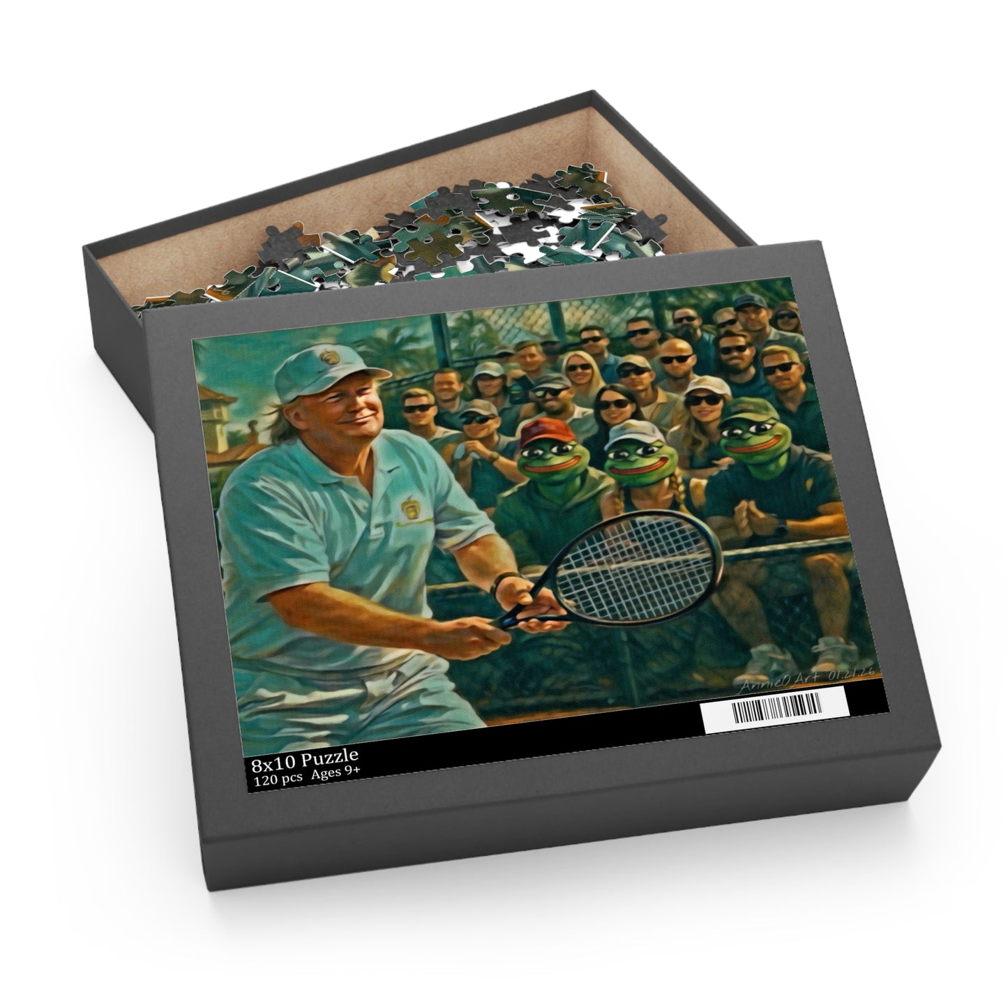 Trump Tennis Crowd Jigsaw Puzzle — Vintage Match Scene (120/252/500 pcs)