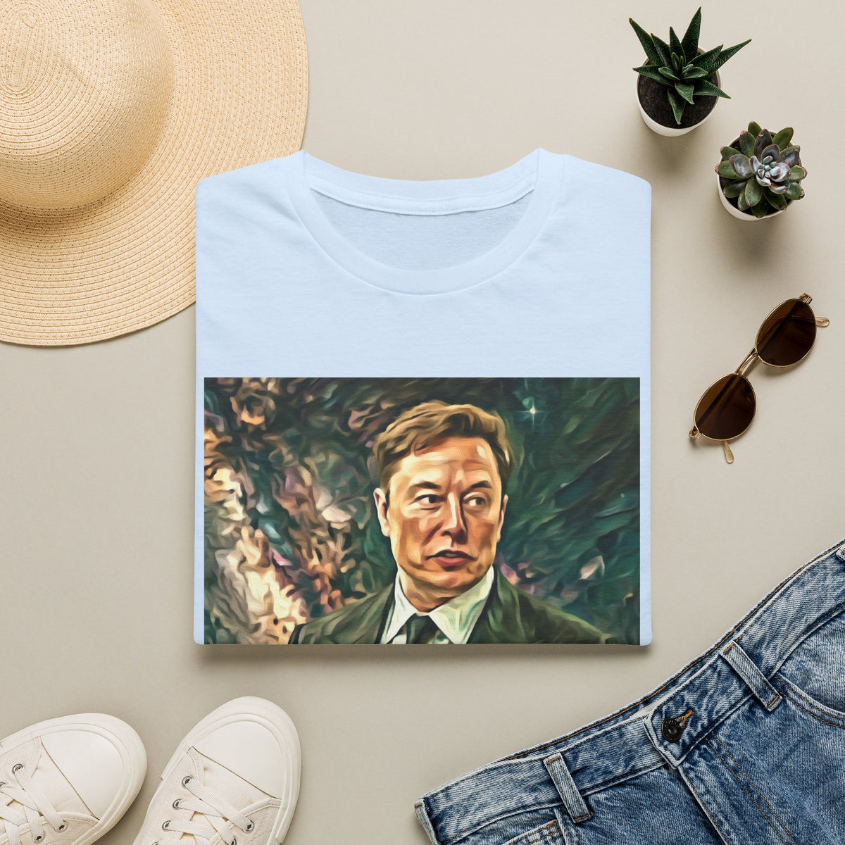 Elon Musk with Rocket— Graphic T-Shirt