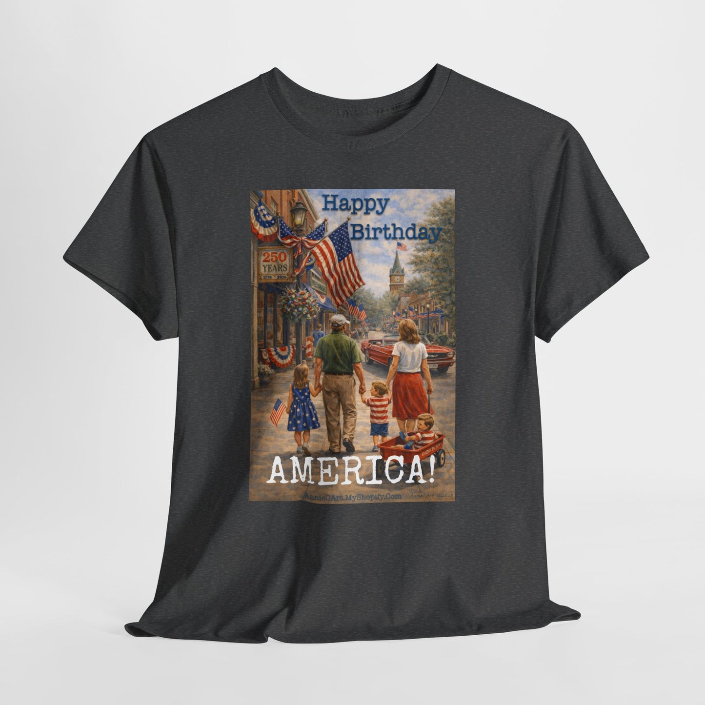 250th Patriotic "Happy Birthday America!" T-Shirt — Vintage Fourth of July Tee