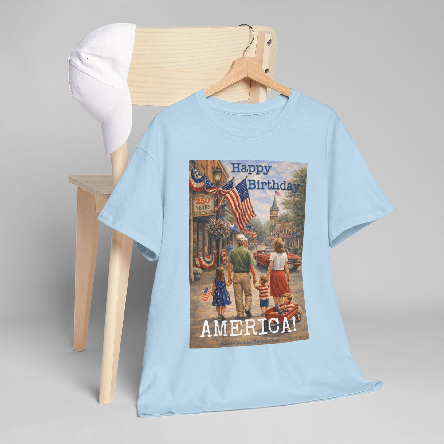 250th Patriotic "Happy Birthday America!" T-Shirt — Vintage Fourth of July Tee